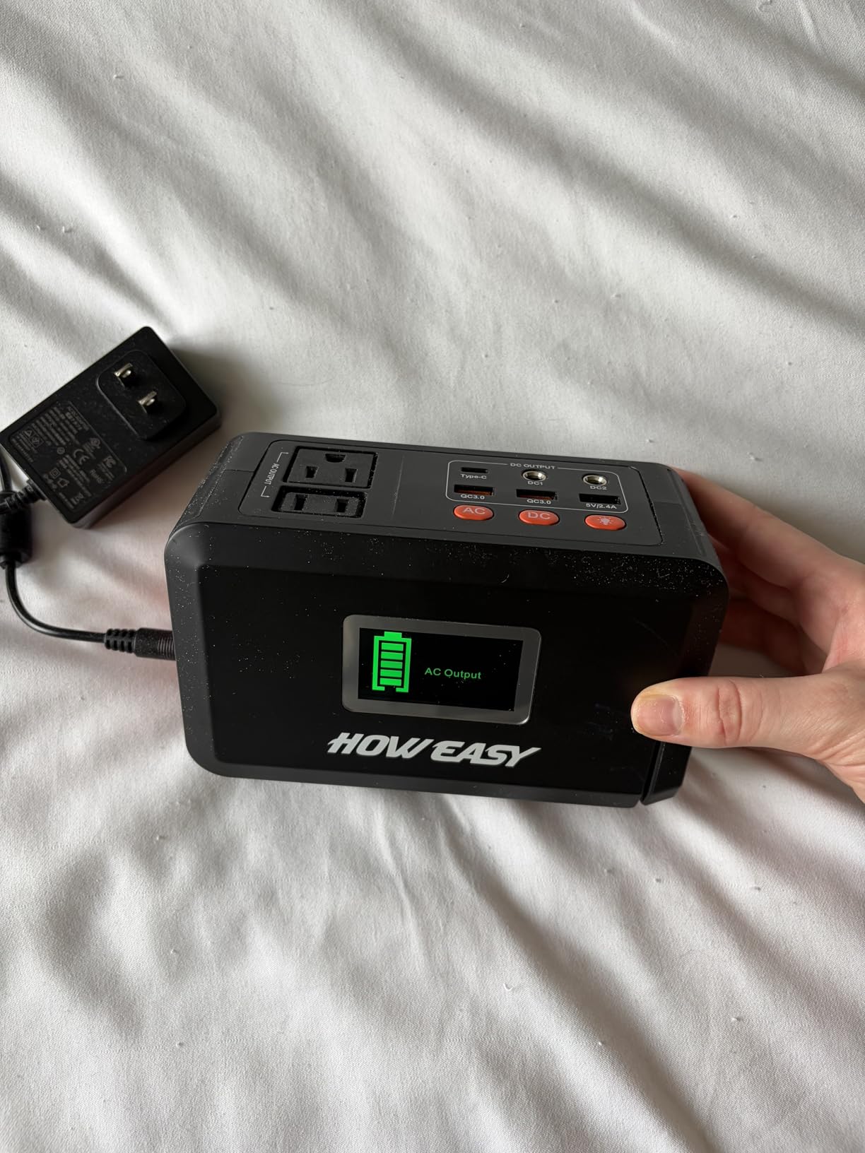 HOWEASY Portable Power Station,120W(240W Peak) Solar Generator,88Wh Lithium Battery Power with 110V AC Outlet/DC/USB/LED Light for Outdoor Camping Trip Hunting Emergency(Solar Panel Optional) customer photo 1