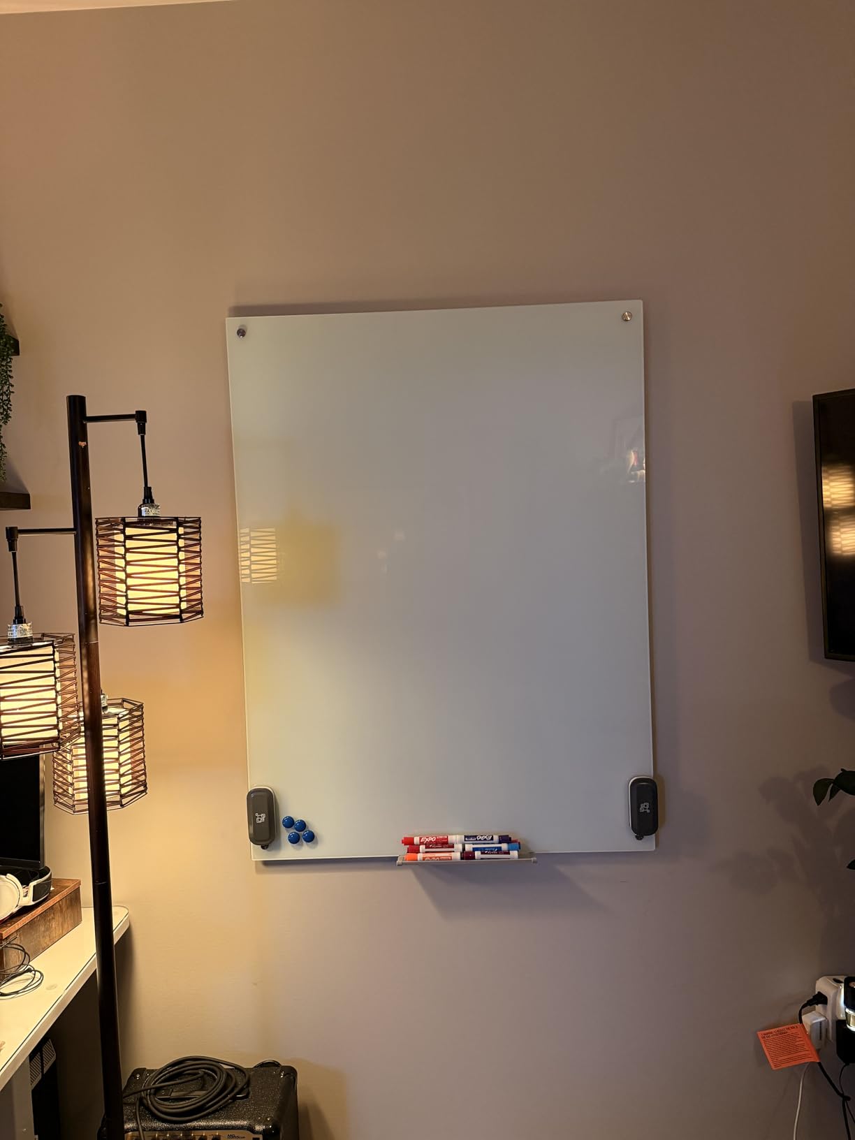 maxtek Magnetic Glass Dry Erase White Board, 48