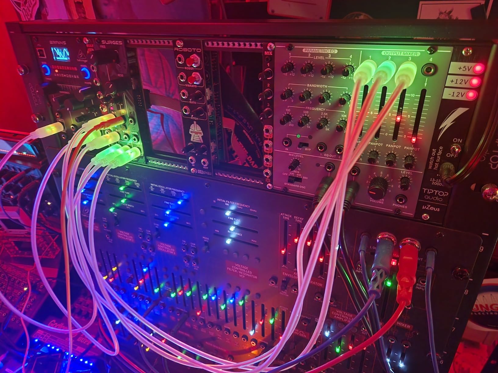 Heinakroon LED CV Patch Cables Eurorack Modular Test Leads, 5-Pack (23.6