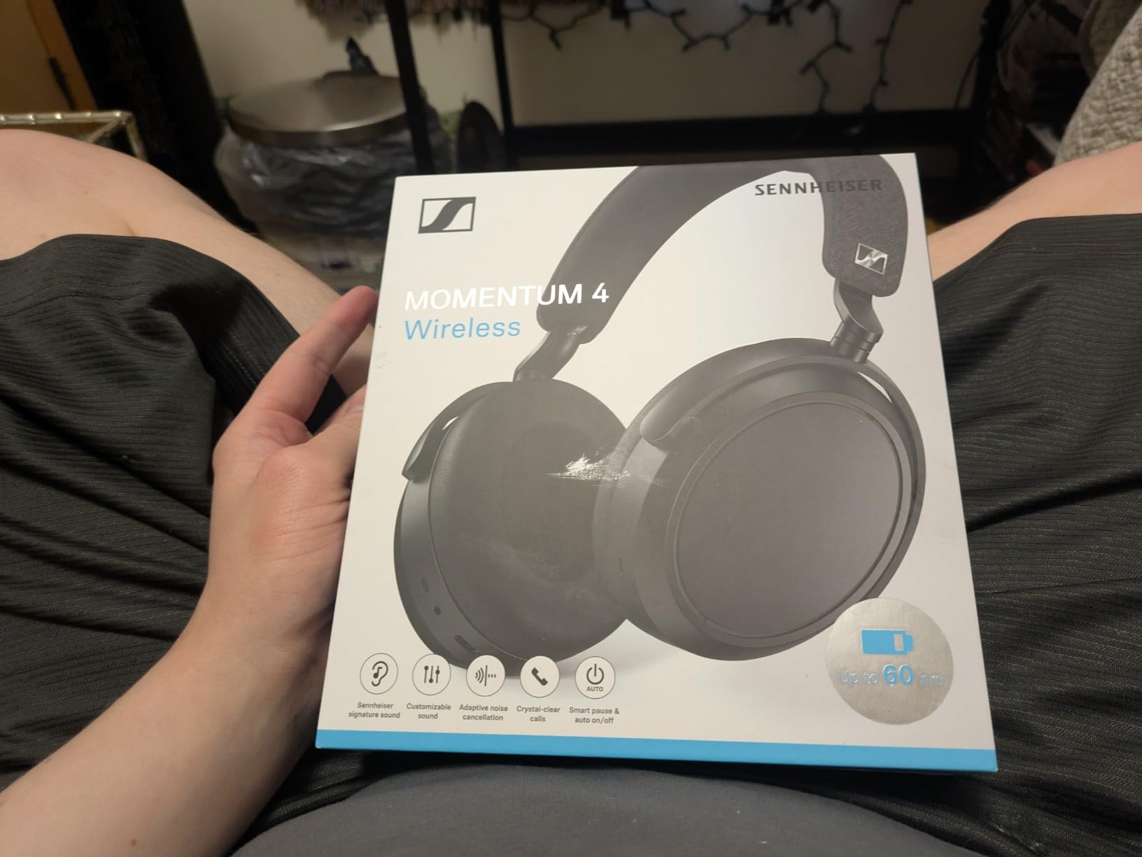 Sennheiser Momentum 4 Wireless Noise Cancelling Headphones - Bluetooth Headset for Crystal-Clear Calls with Adaptive Noise Cancellation, Over-Ear Headphones, 60h Battery Life, Folding Design, Black customer photo 2