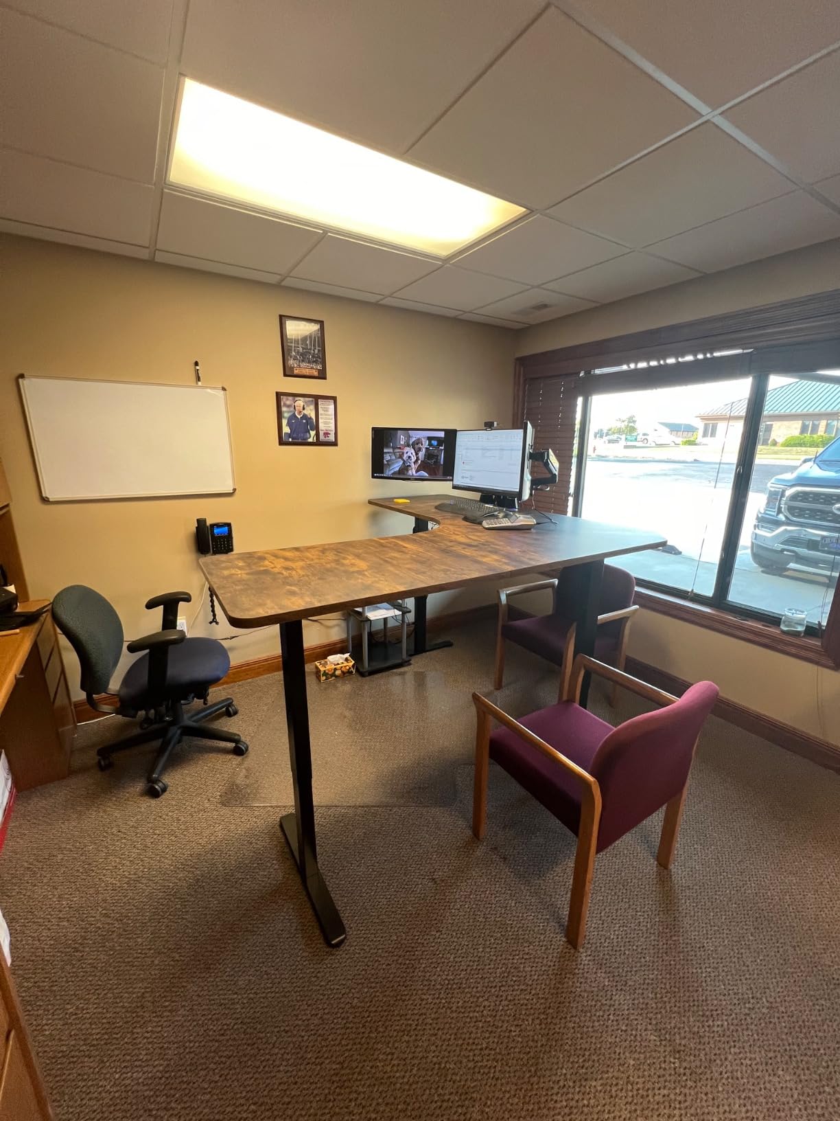 VIVO Electric Height Adjustable 71 x 71 inch Curved Corner Stand Up Desk, Black Table Top, Black Frame, Memory Controller, L-Shaped Workstation, E3C Series, DESK-KIT-E3CB2 customer photo 2