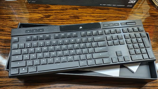 Corsair K100 AIR Wireless RGB Mechanical Gaming Keyboard - Ultra-Thin, Sub-1ms Slipstream, Low-Latency Bluetooth, Cherry MX Ultra Low Profile Keyswitches - NA Layout, QWERTY - Black customer photo 1