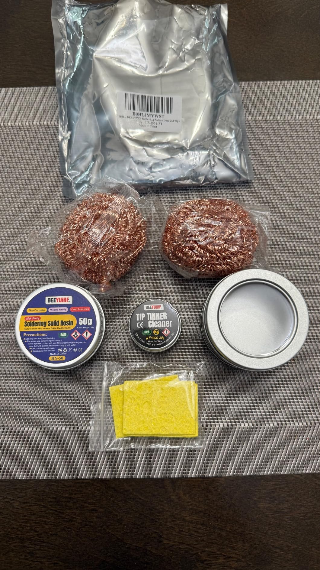 Soldering Tip Cleaning Kit Rosin Paste Flux and Soldering Tip Cleaner and 2 Pcs Brass Cleaning Wire and 1 Pcs Holder and 5Pieces Sponge for Cleaning Solder Iron and Tips customer photo 1