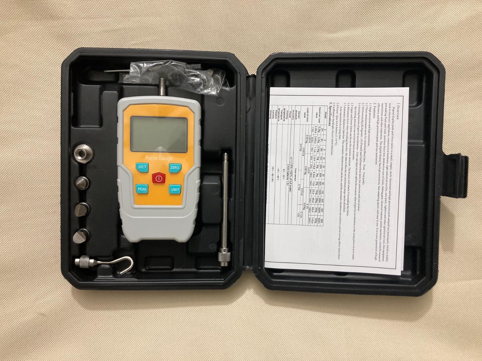 Digital Electronic Pull Gauge Tester 110LB/500N Force Gauge Push-Pull Meter Tension Compression Pressure Testing Thrust Meter Peak Mode with 6 Kinds of Probe and Extension Rod customer photo 1