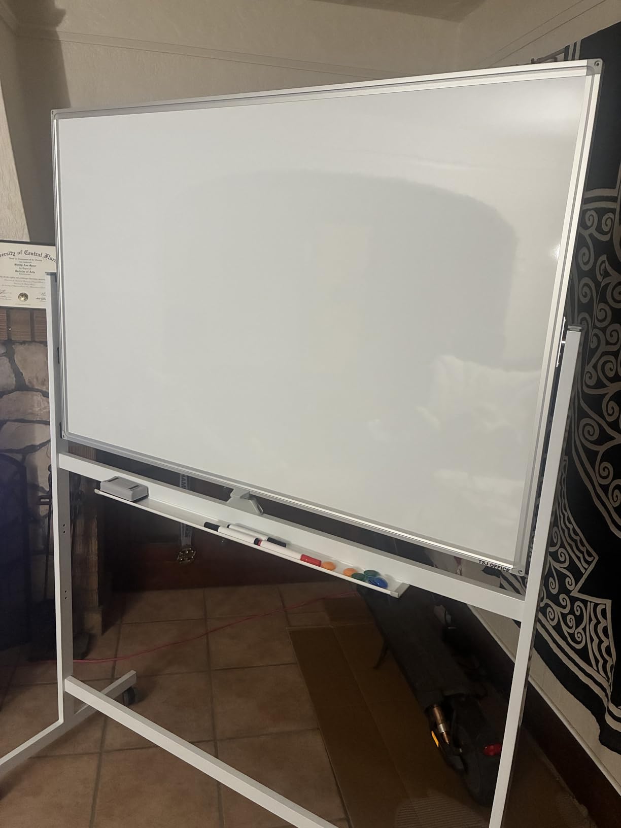 TSJ OFFICE Large Rolling Whiteboard - Dry Erase Magnetic 48 x 32 Inches White Board Height Adjust Double Sides Mobile Portable Easel on Wheels customer photo 1