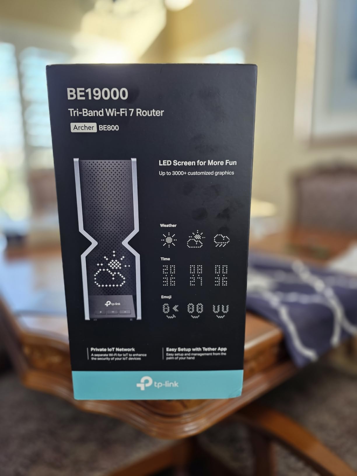TP-Link Tri-Band BE19000 WiFi 7 Router (Archer BE800) | 12-Stream 19 Gbps | 2x10G + 4x2.5G Ports | LED Screen, 8 High-Performance Antennas | VPN, Easy Mesh, HomeShield, Private IoT, Free Expert Help customer photo 1