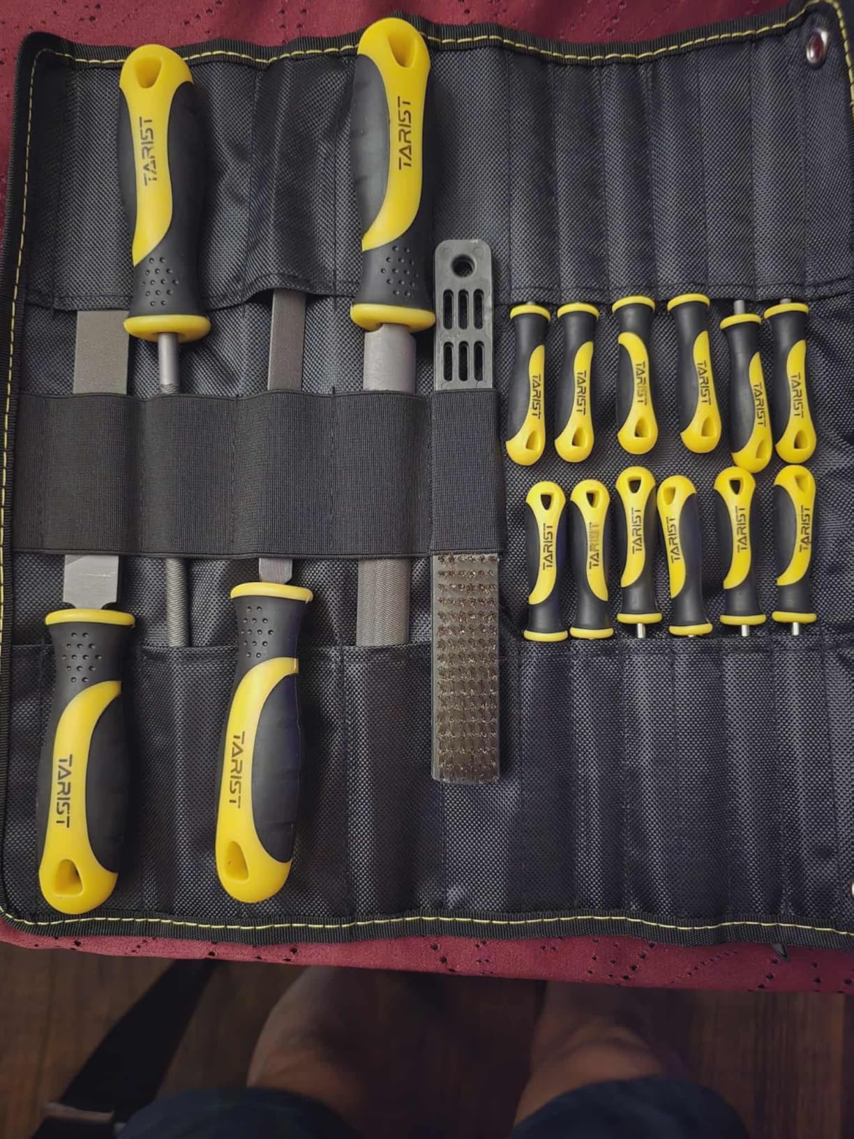 TARIST 17PCS File Set with Tool Bag, Includes 4PCS Large Metal File, 12PCS Needle File and Wire Brush, Work for Metal, Wood and More customer photo 1