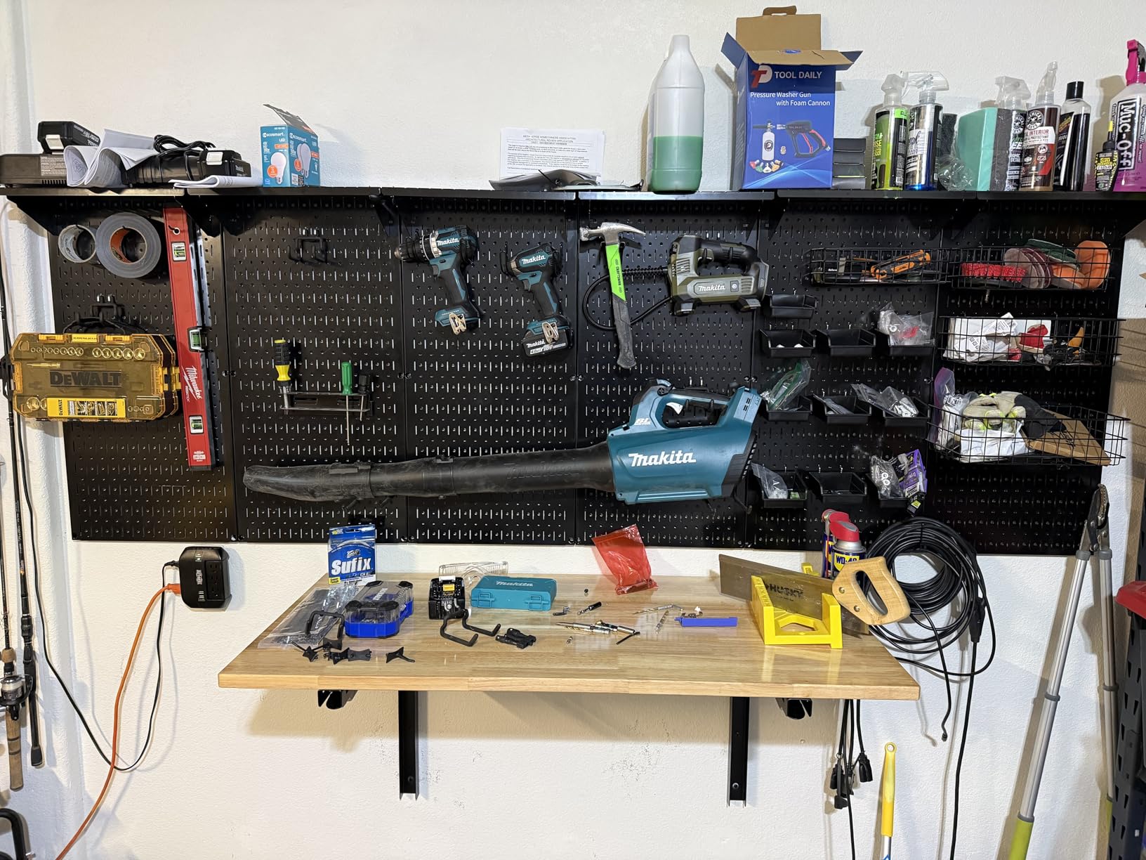 Ultrawall Wall Mounted Folding Workbench, Heavy Duty Foldable Work Table, Collapsible Desk for Workshop, Garage, Office, Home, Holds Up to 550 lb, 47.2