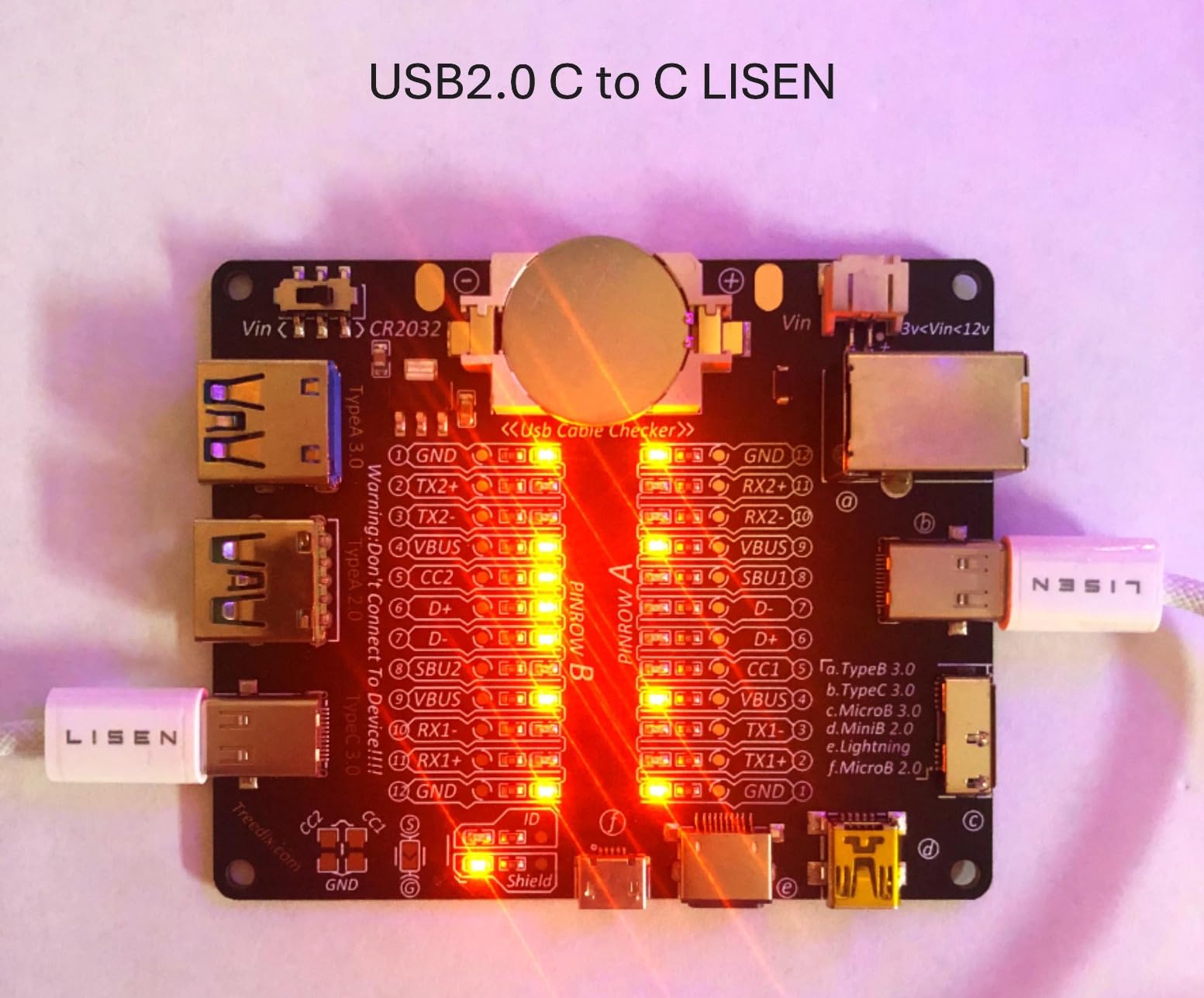 Treedix USB Cable Tester Board USB Cable Checker Data Wire with Acrylic Case Charging Test Data Line Type-C Micro Type A Type B customer photo 1