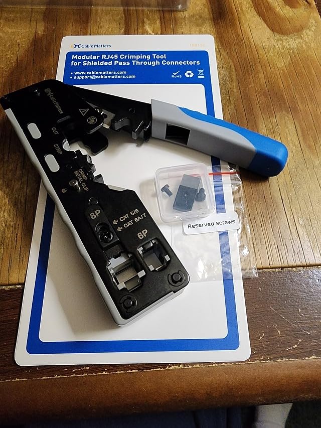 Cable Matters All-In-One Modular Ethernet Crimping Tool Cat 8 (Cat5 Cat6 Cat7 Cat8 Crimping Tool) for Shielded Pass-Through Connectors customer photo 1