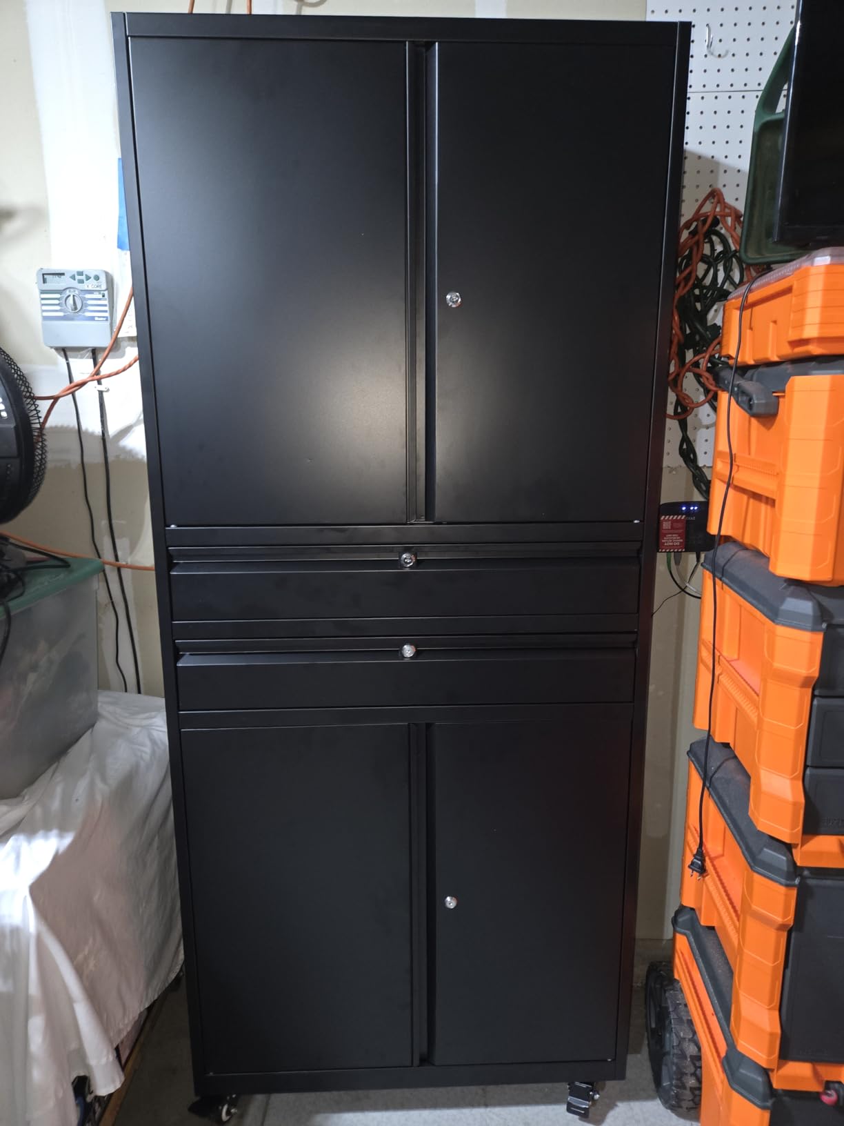 Letaya Metal Garage Storage Cabinet with Drawer,4 Door Tool Cabinet with Lock-2 Adjustable Shelves for Garage Home Office Utility Room (Black) customer photo 1