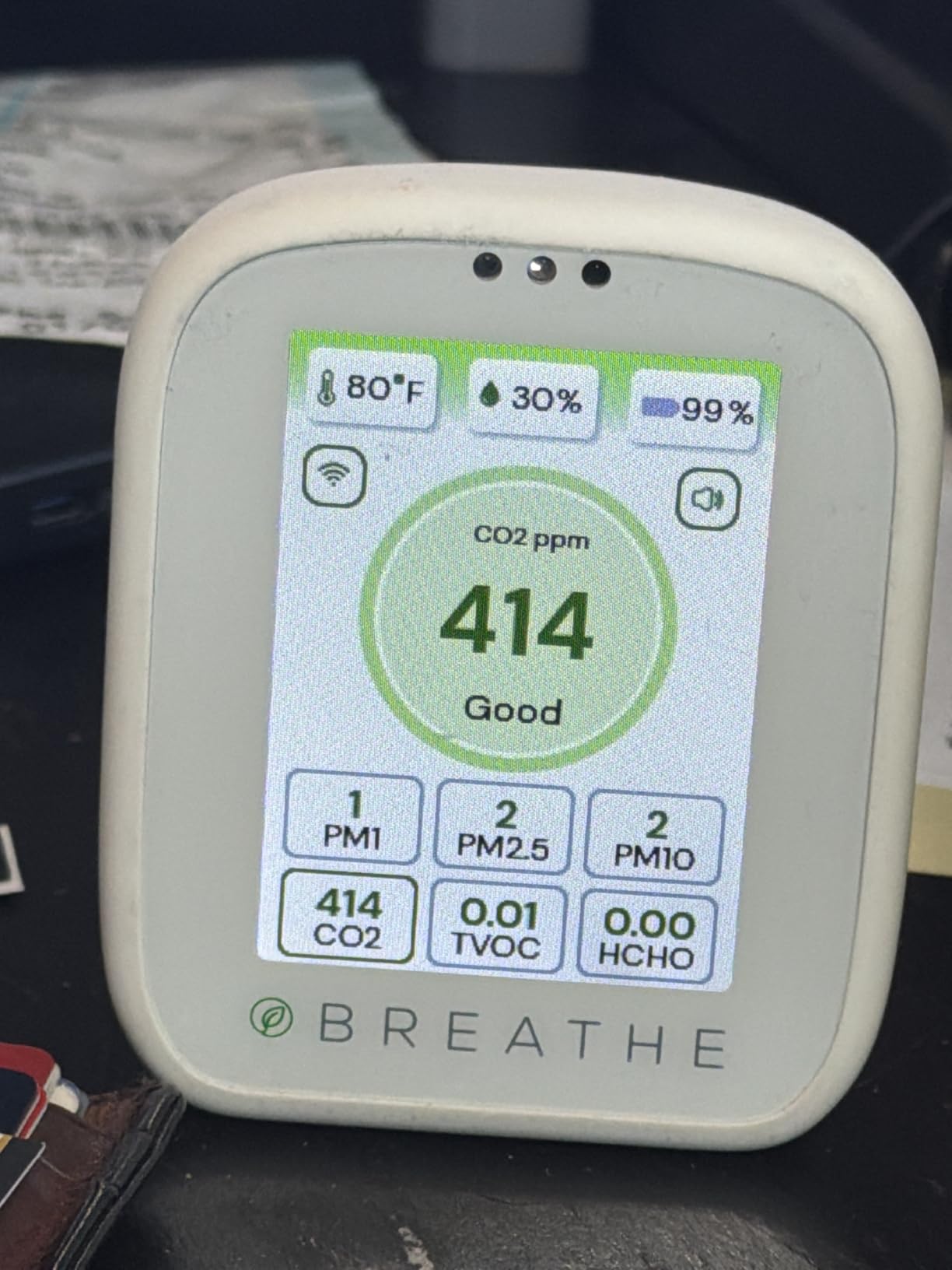 BREATHE Airmonitor Plus Indoor Air Quality Monitor - Smart CO2, PM1 PM2.5 PM10, VOC & Formaldehyde Sensor | Professional-Grade Air Monitor with App customer photo 1