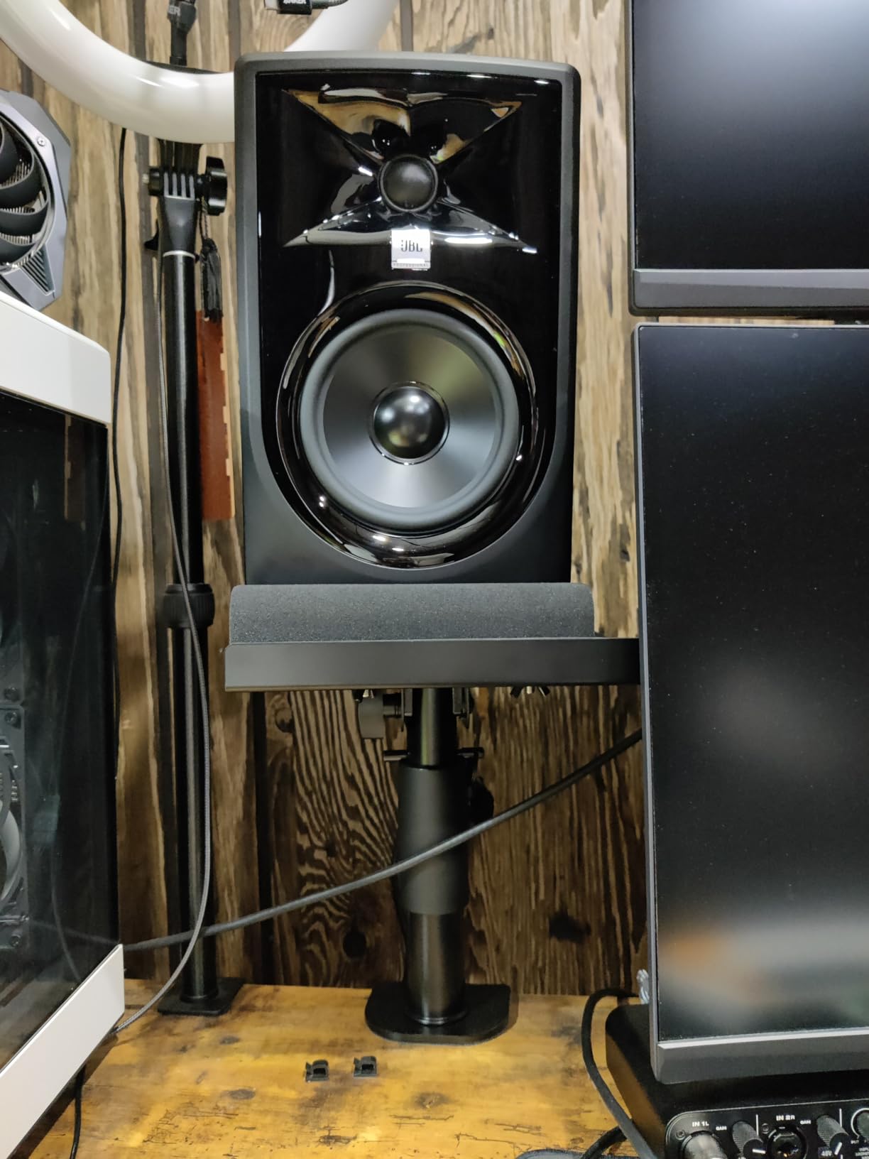 Liquid Stands Studio Monitor Stands - Music Studio Desktop Speaker Stand - 2 Pack 12x9 Clamp-on Adjustable Short or Tall Speaker Support for Music Booth Desk Audio Monitor Stand Mount with Tilt customer photo 1