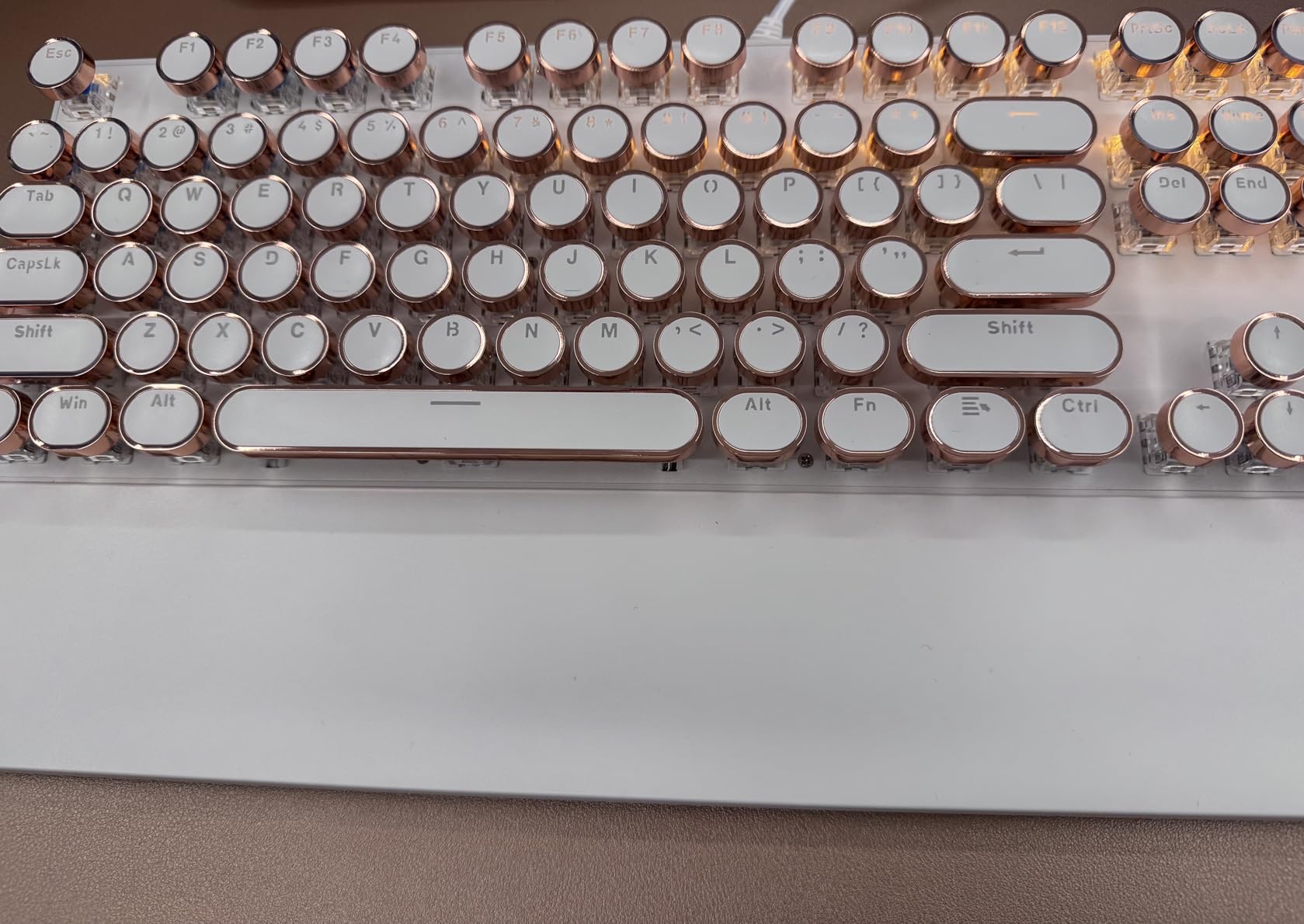 Camiysn Typewriter Style Mechanical Keyboard, Retro Punk Gaming Keyboard with Gold LED Backlit, 104 Keys Full Size Keyboards, Unique Round Keycaps for Windows/Mac/PC customer photo 1