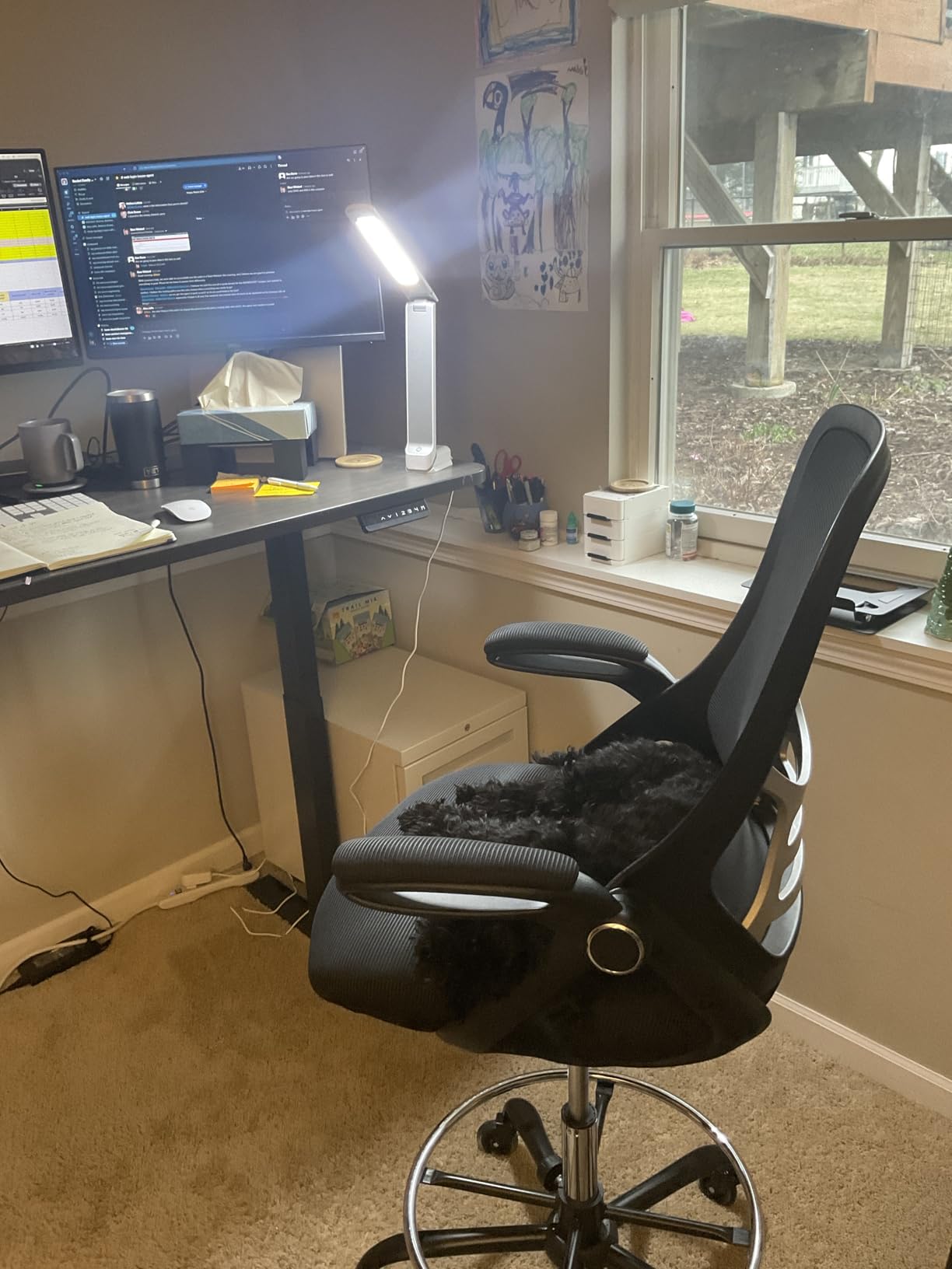 HYLONE Drafting Chair Adjustable, Tall Office Chair Lumbar Support Ergonomic Standing Desk Chair Heavy Duty Tall Drafting Stool for Artists with Footrest Home Office Drafting Stool customer photo 1