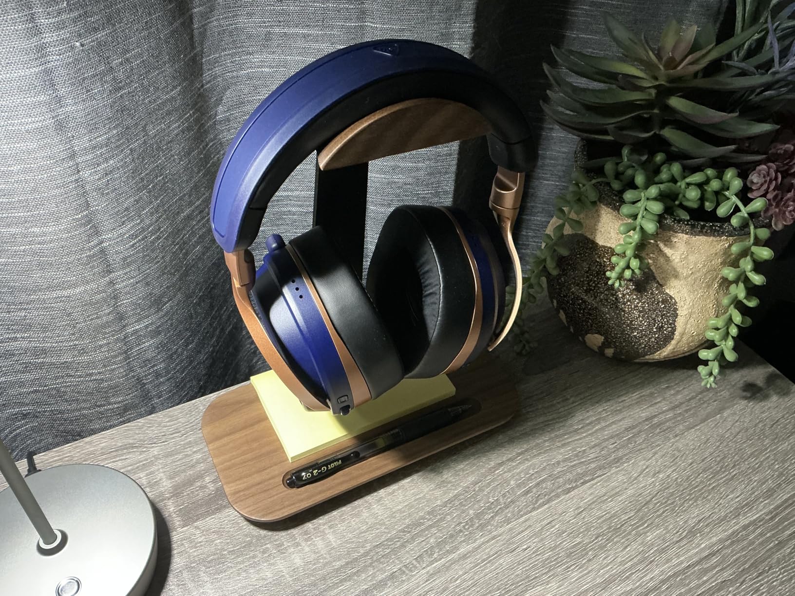 UPERGO Walnut Headphone Stand, Wood Headset Stand for Desk, Universal Headphone Holder with Storage Base for Gaming, Airpod max, Bose, Razer customer photo 1