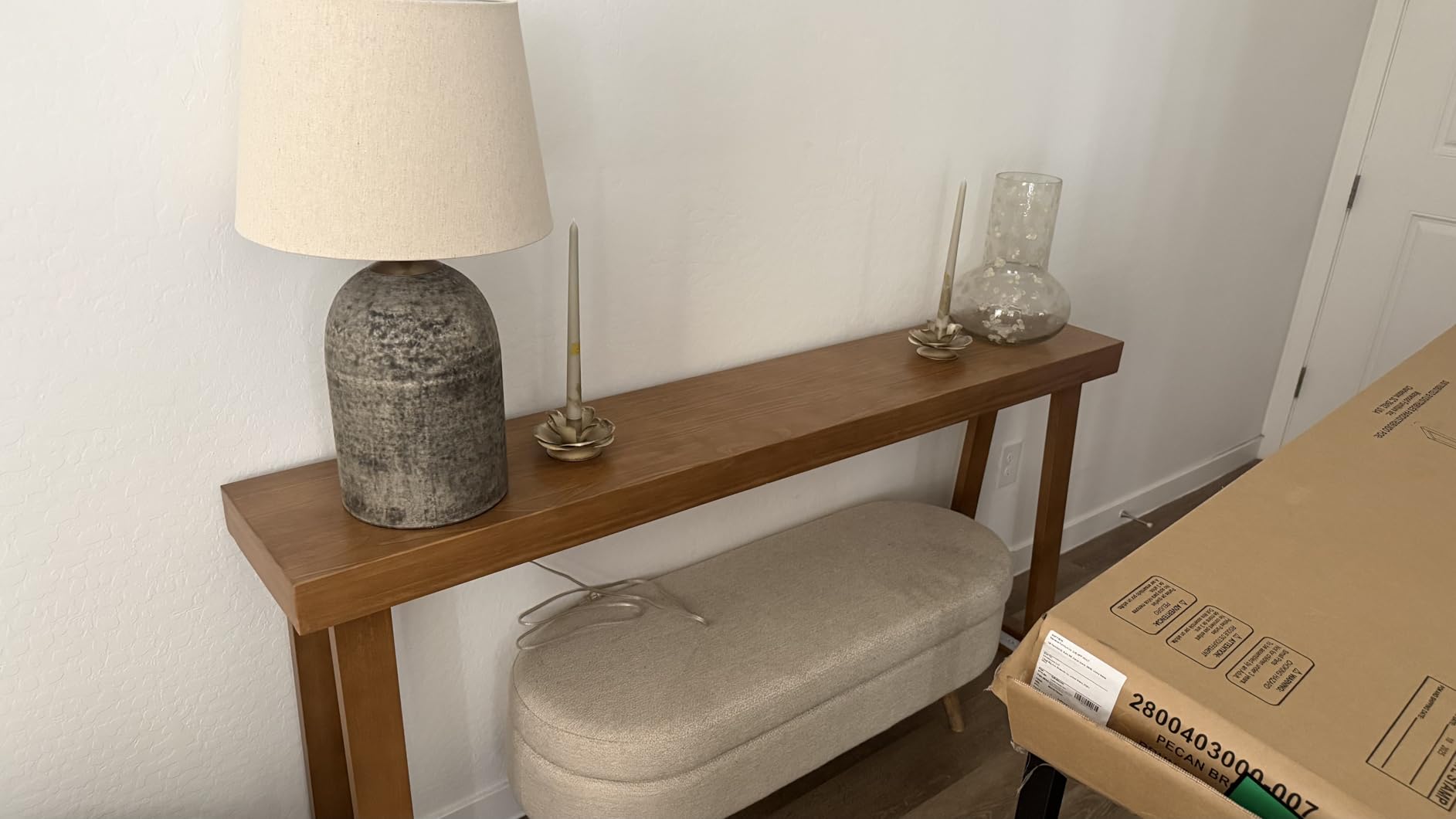 Plank+Beam Solid Wood Console Table, 46 Inch, Sofa Table, Narrow Entryway Table for Hallway, Behind The Couch, Living Room, Foyer, Easy Assembly, Blonde customer photo 2