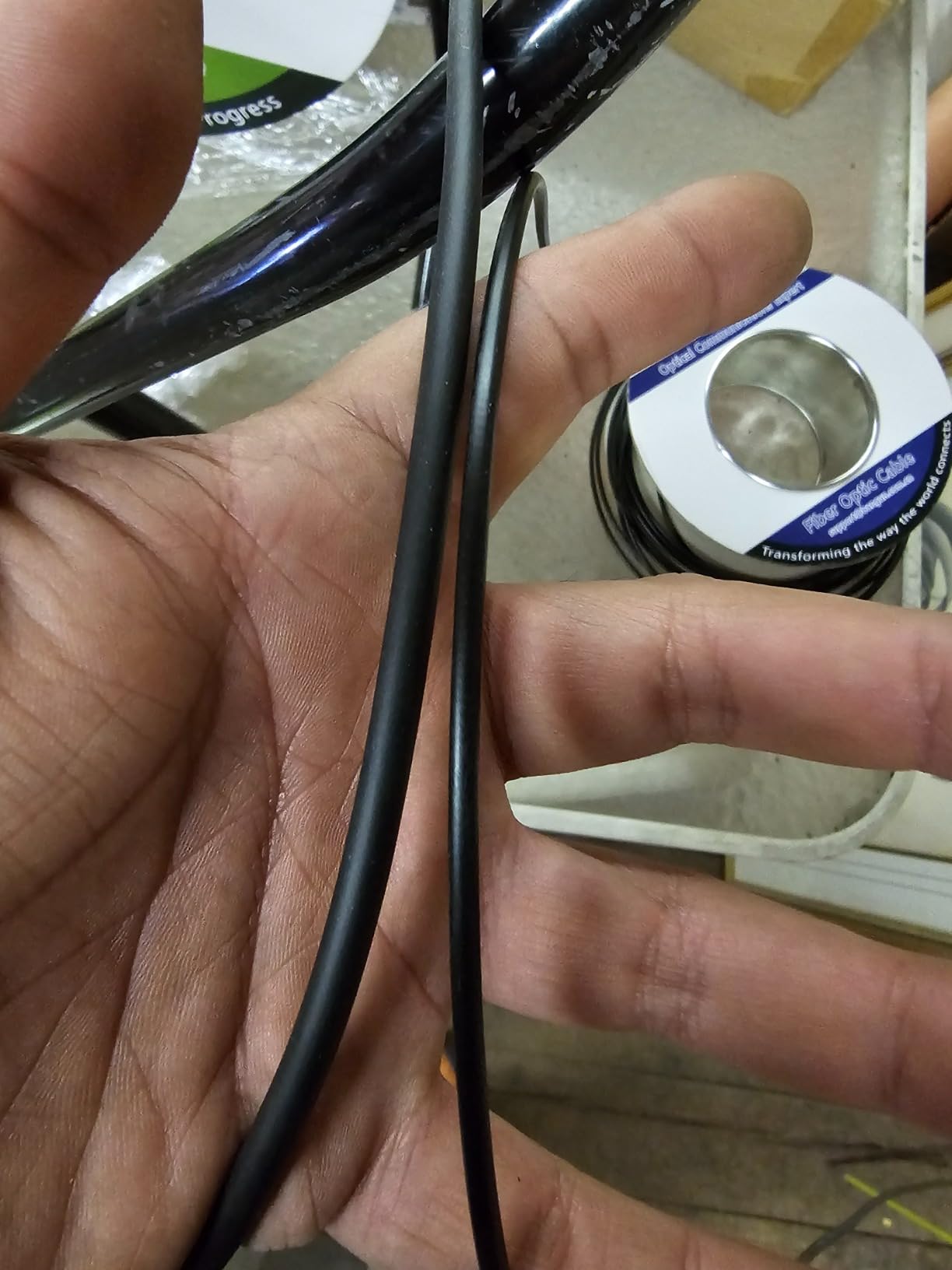 200ft/61m OD-5mm Industrial TPU OM3 Fiber LC to LC Outdoor Armored Fiber Patch Cable, Duplex Multimode Fiber Optic Cable, 40Gb 10Gb, 50/125, Uniboot LC-LC with Pulling Eye Kit Installed on one end customer photo 2