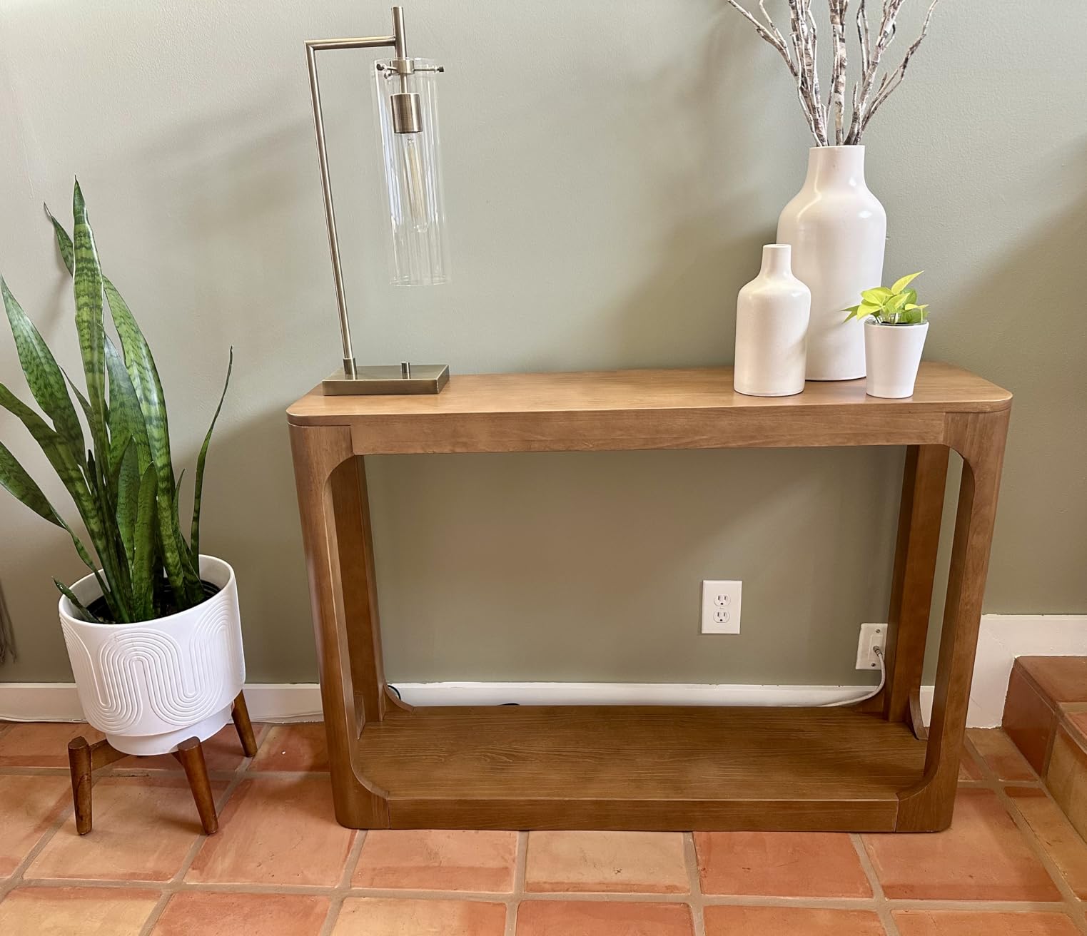 Plank+Beam Forma Console Table, 46 Inch, Solid Wood Sofa Table, Entryway Table for Hallway, Narrow Behind The Couch Table, Console Tables for Entryway, Living Room, Foyer, Easy Assembly, Pecan customer photo 2