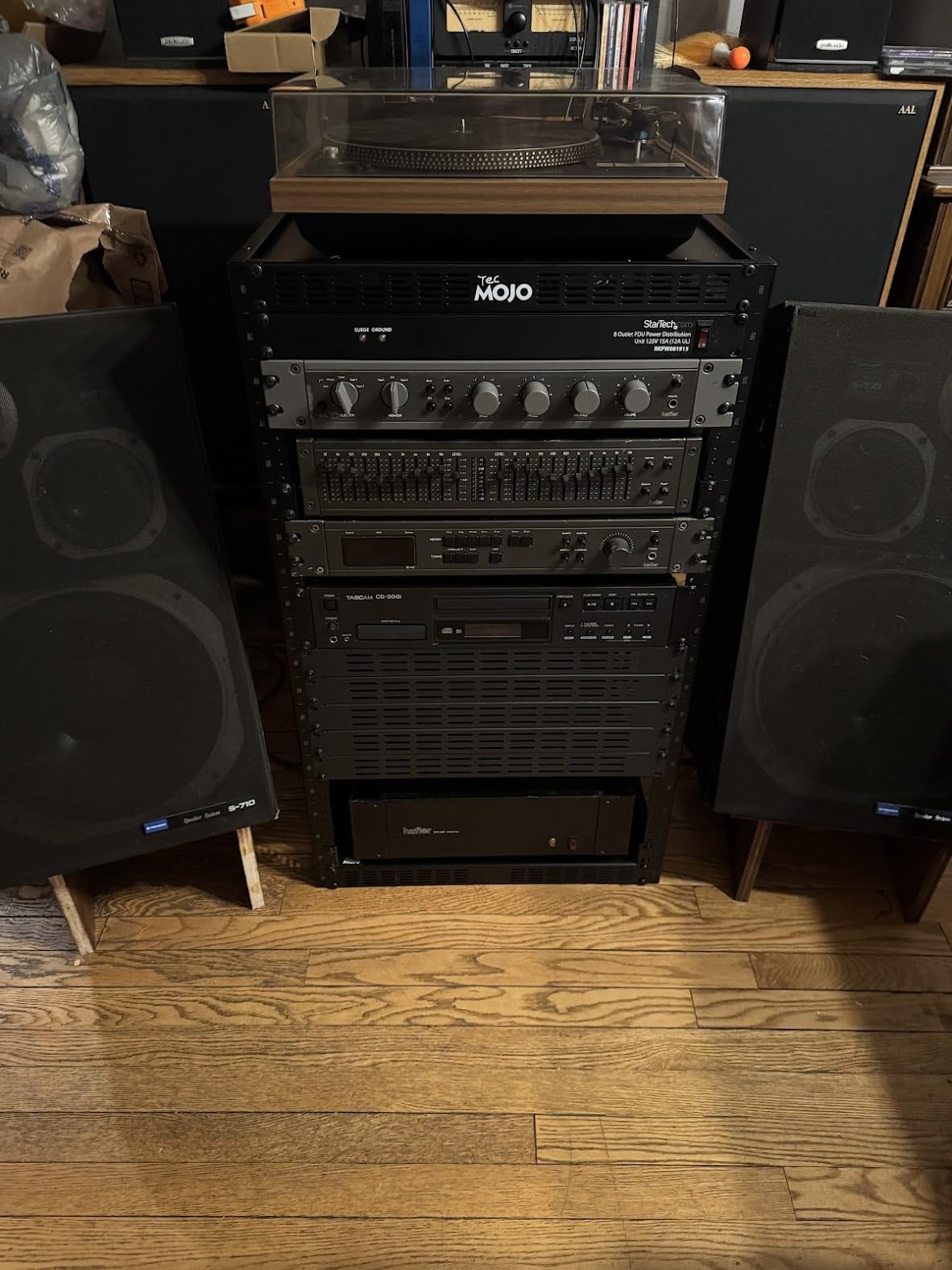 Tecmojo 12U Open Frame Network Rack for IT & AV Gear, AV Rack Floor Standing or Wall Mounted,with 2 PCS 1U Rack Shelves & Mounting Hardware,Network Rack for 19