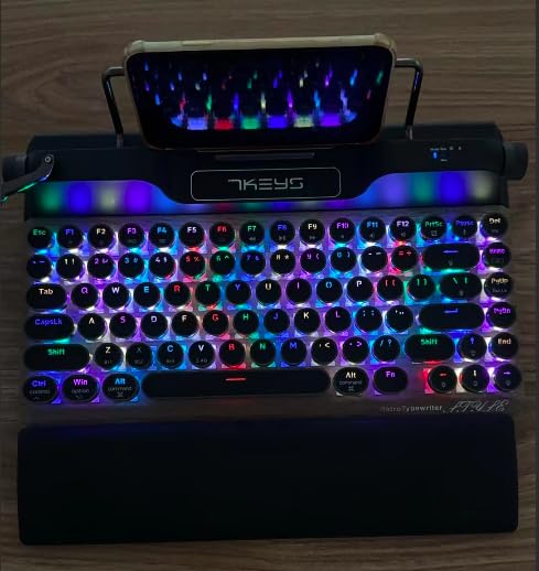 7KEYS Retro Typewriter Mechanical Gaming Keyboard, Vintage Style Computer Keyboard with Wireless Bluetooth5.0/Wired/2.4G, True RGB Backlight, Compatible with PC/Laptop/Tablet/Phone customer photo 1