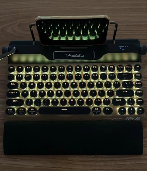 7KEYS Retro Typewriter Mechanical Gaming Keyboard, Vintage Style Computer Keyboard with Wireless Bluetooth5.0/Wired/2.4G, True RGB Backlight, Compatible with PC/Laptop/Tablet/Phone customer photo 2