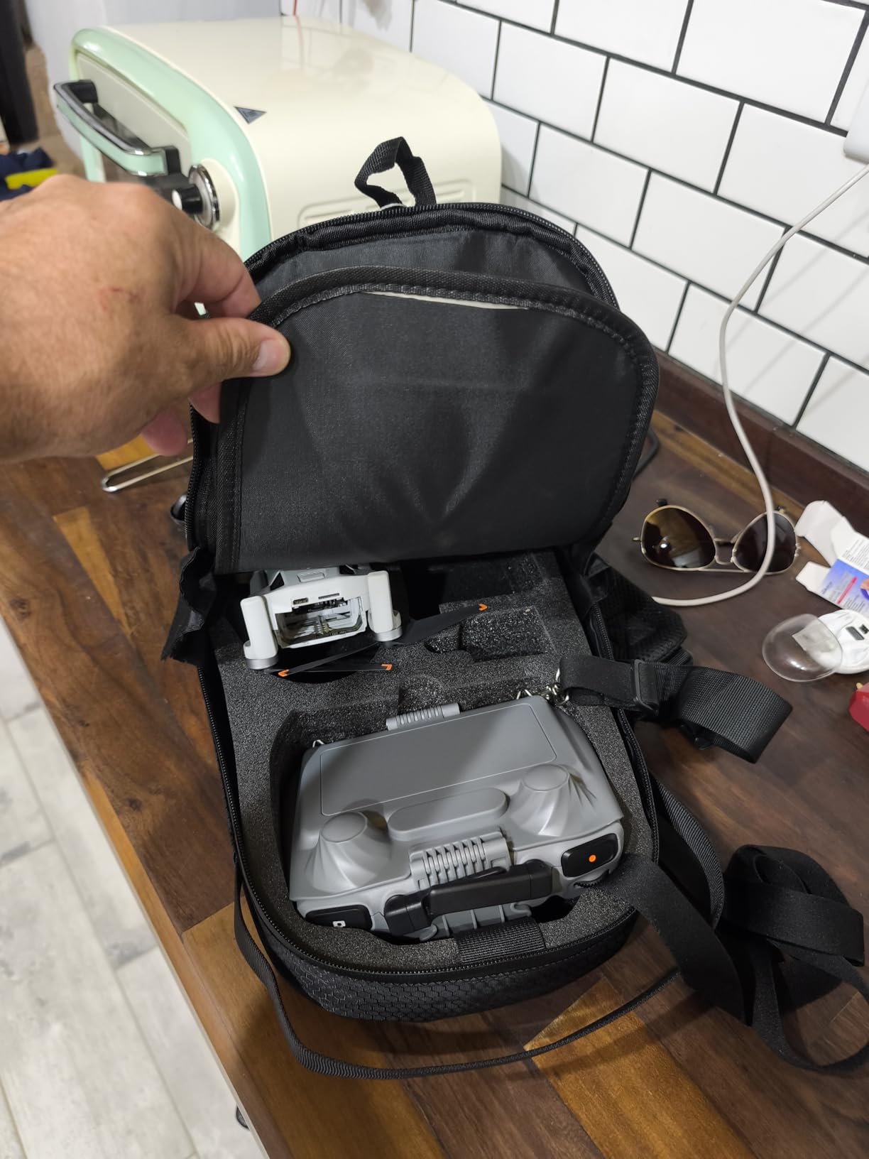 PEKREWS Mini 4 Pro Case, Mini 3/4 Pro Waterproof Hard Carrying Case, Portable Travel Drone Sling Backpack, Crossbody Bag for DJI RC 2/RC/N3/N2/N1 Controller, DJI Fly More Combo and Drone Accessories customer photo 1