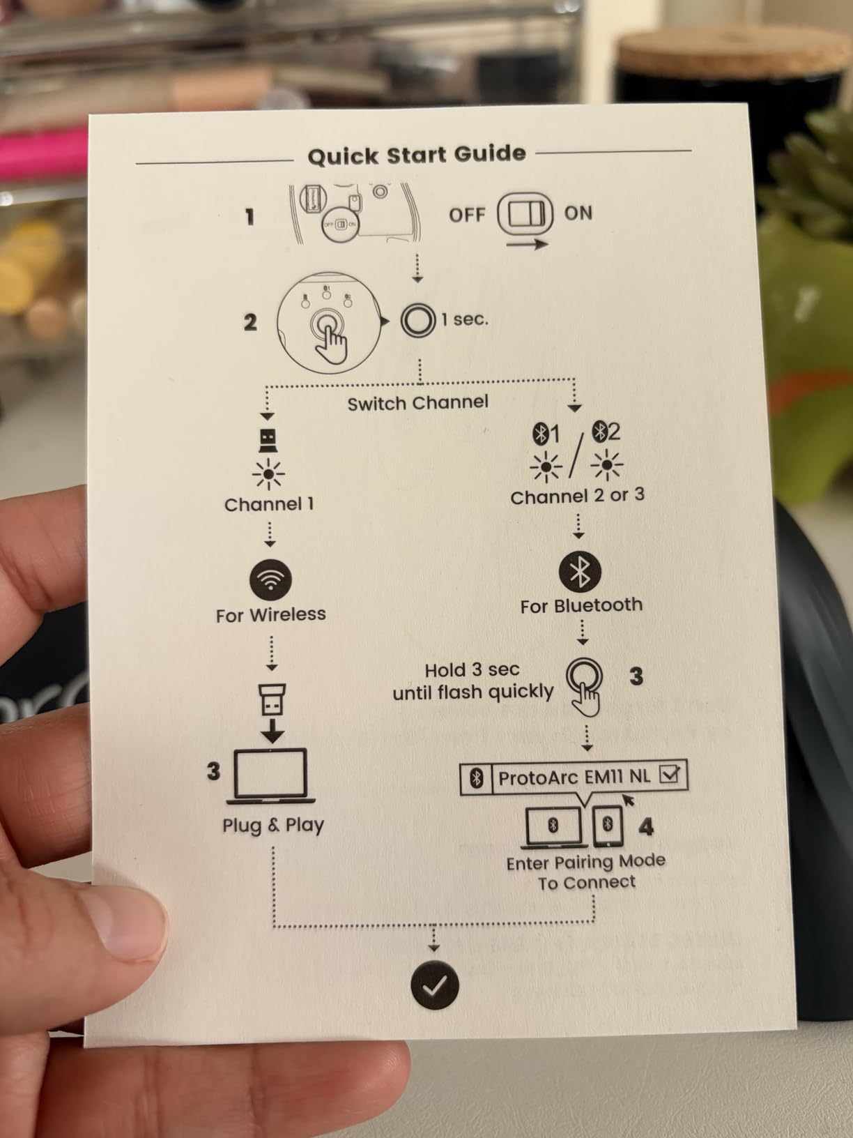 ProtoArc Ergonomic Mouse, EM11 NL Bluetooth Rechargeable Wireless Vertical Mouse, 3 Multi-Device Connectivity for Computer/PC/Laptop, 2.4GHz USB-A Optical Mice for Windows, Mac OS, Black customer photo 2