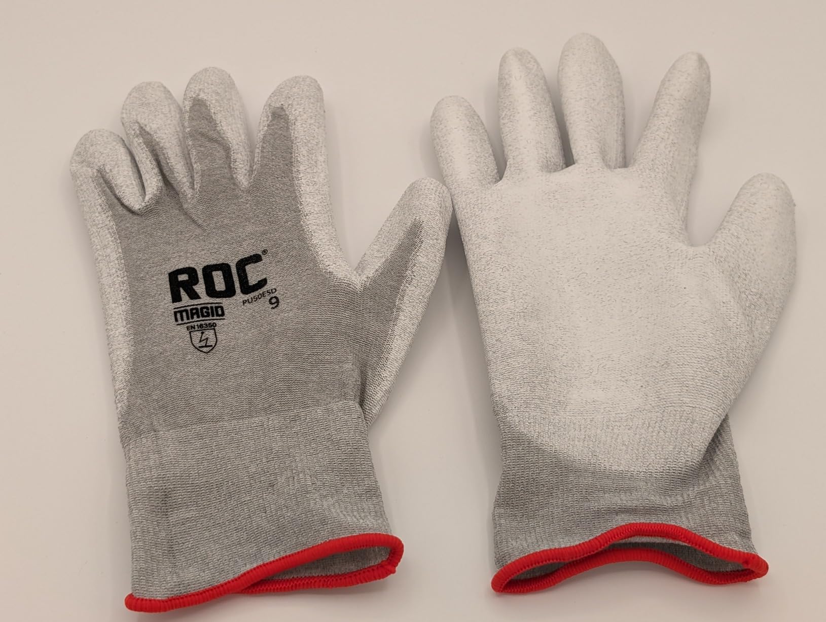 MAGID ESD-Rated Polyurethane Palm Coated Work Glove, 12 Pair, Size 9/Large, Touchscreen, Nylon Silicone Free, PU50ESD customer photo 1