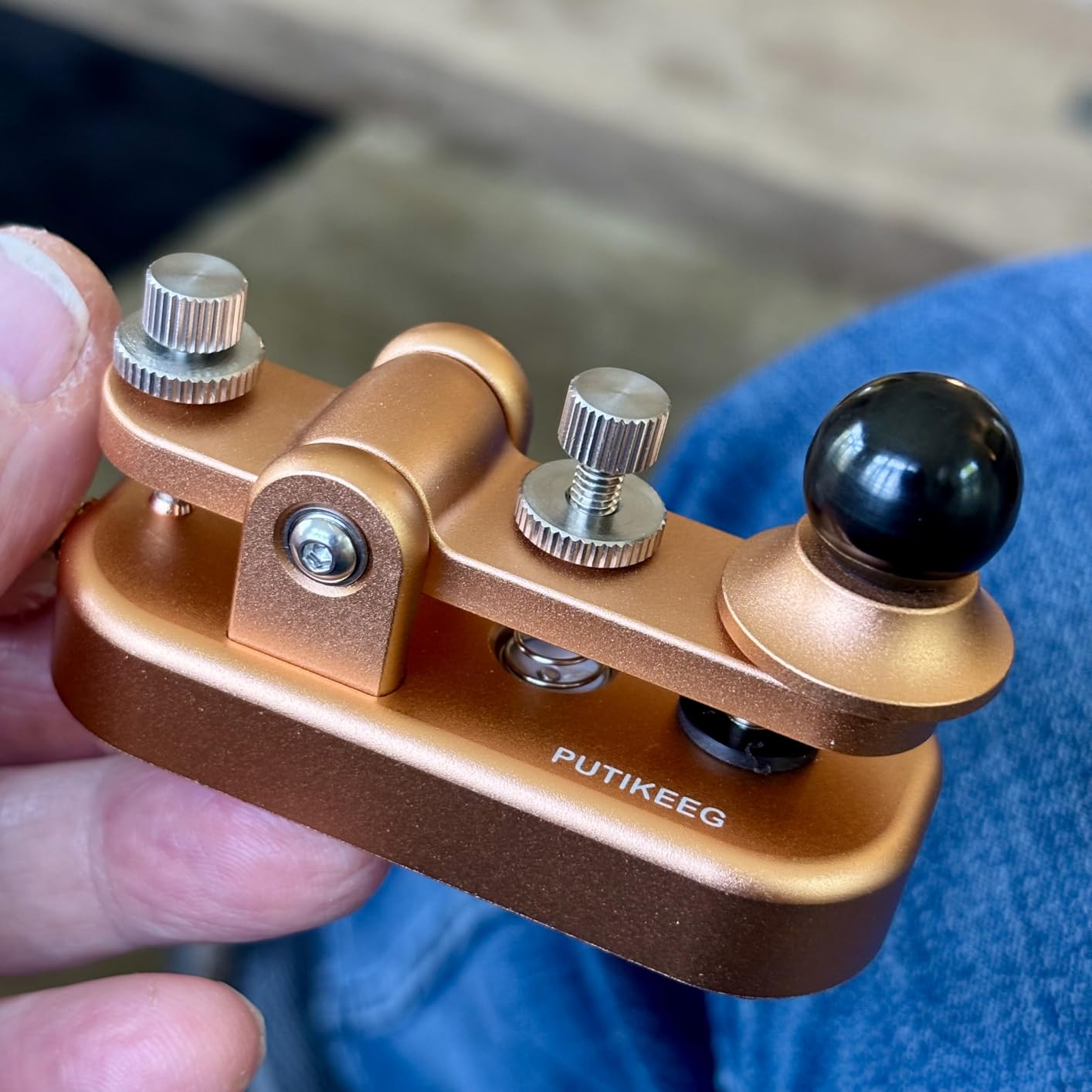 Mini Morse Radio Key CW HAM Send Telegram Double Paddle Morse Code Key with Aluminum Alloy Body Base Gold(S) customer photo 2