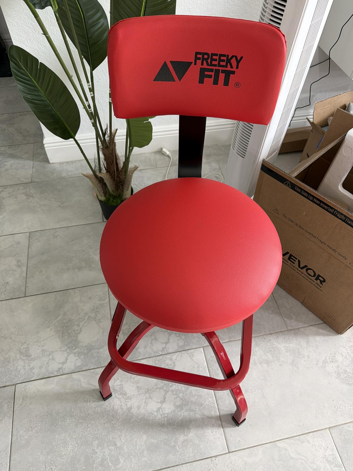 Shop Stool with Backrest, Mechanic Garage Stool for Workshop, Adjustable Shop Stools Chair, Padded Workbench Stools for Men Women, 300 LBS Capacity, 360 Swivel PVC Seat, Heavy Duty, Black customer photo 2