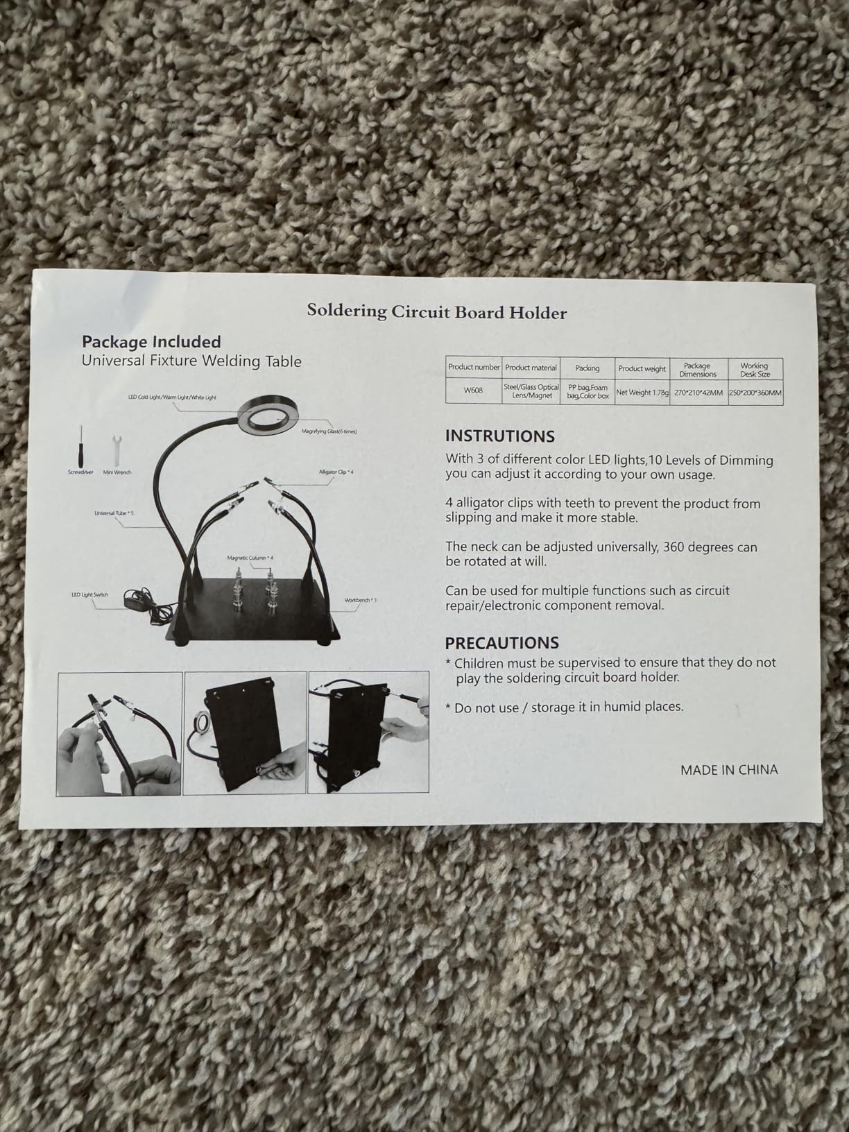 Helping Hands Soldering Magnifying Glass, Upgrade Soldering Station with 3X LED Magnifying Lamp, Metal Circuit Board Holder, 4 Flexible Metal Arms Heavy Duty Base Electronic Repair Tool for Soldering customer photo 2