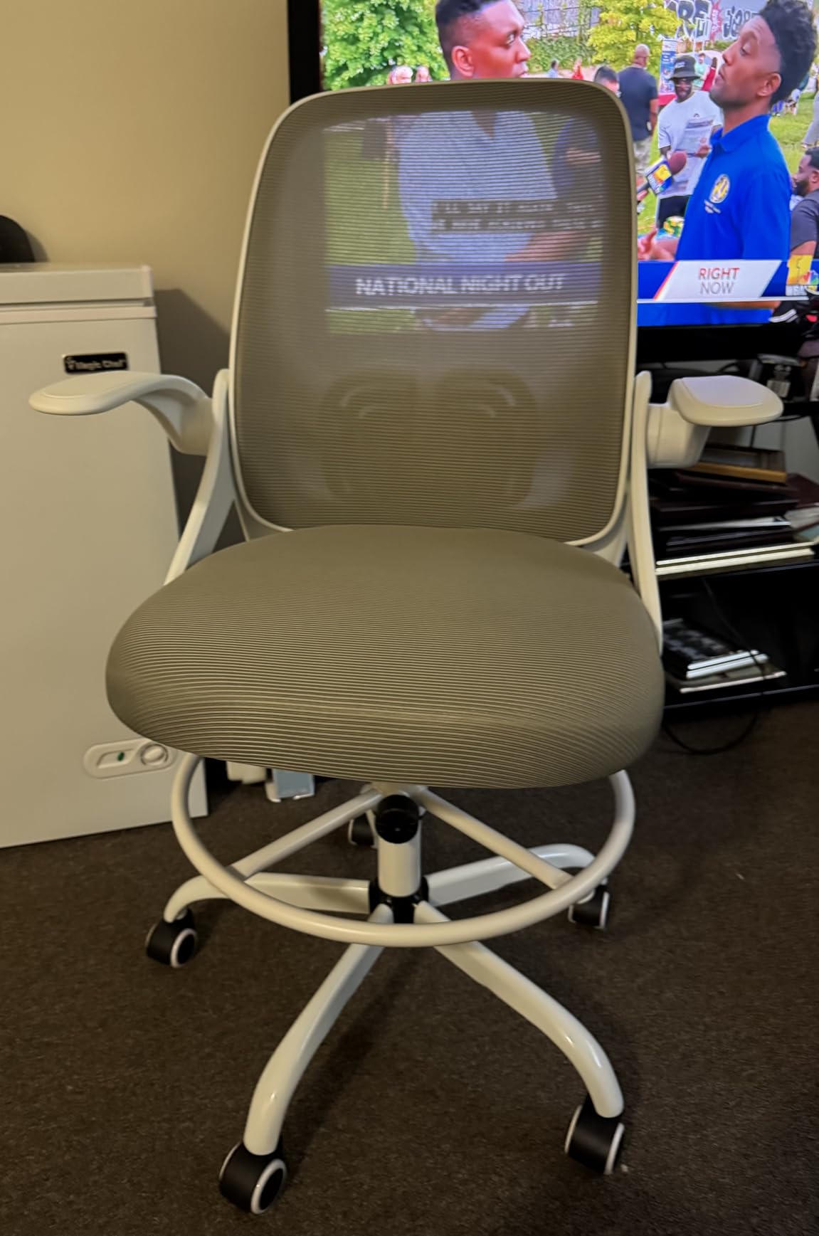 ORRSAKER Drafting Chair Tall Office Chair for Standing Desk, Breathable Mesh Ergonomic Computer Desk Chair with Flip-Up Armrests, Adjustable Lumbar Support and Footrest Ring,300 LBS, Black customer photo 2