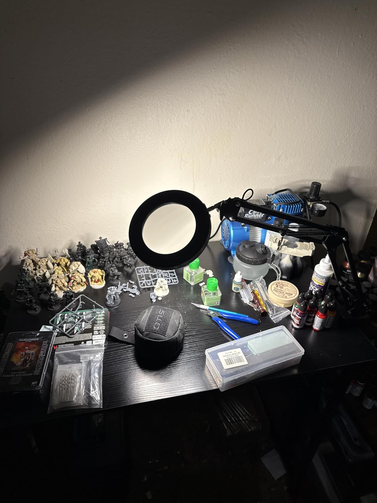 LED Magnifier Desk Lamp with Stand and Clamp, 3 Color Modes & Stepless Dimming 5-Diopter Glass Lens, Adjustable Swivel Arm - Magnifying lamp for Close Work, Repair, Crafts customer photo 2