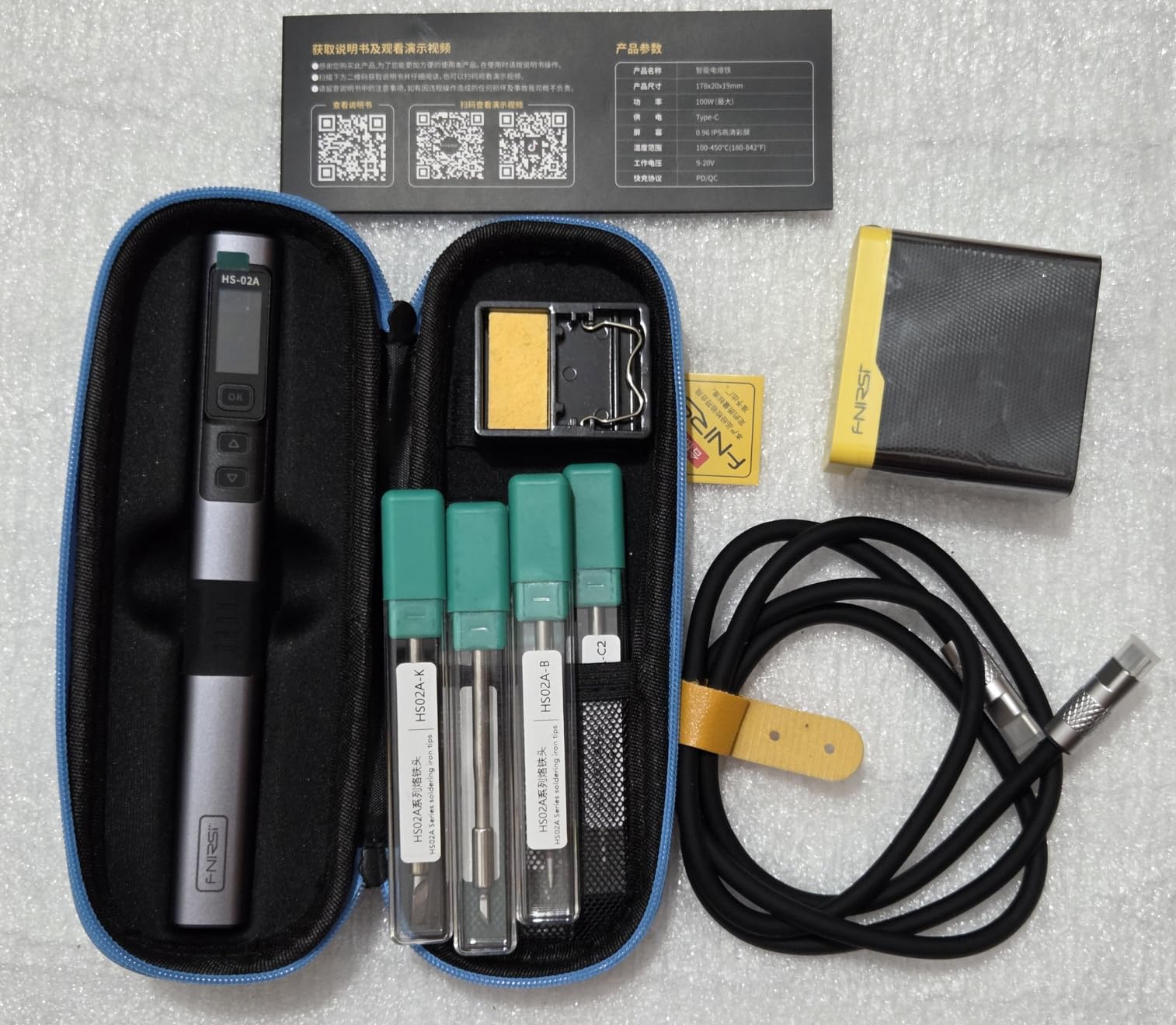 FNIRSI HS-02A 100W Portable Corded Soldering Iron Kit, 3S Fast Heating, 212-842°F, Pre-set 3 Groups Temperature, 6 F245 Soldering Tips, Smart Digital Soldering Iron Pen Tool for Electronics Repair customer photo 1