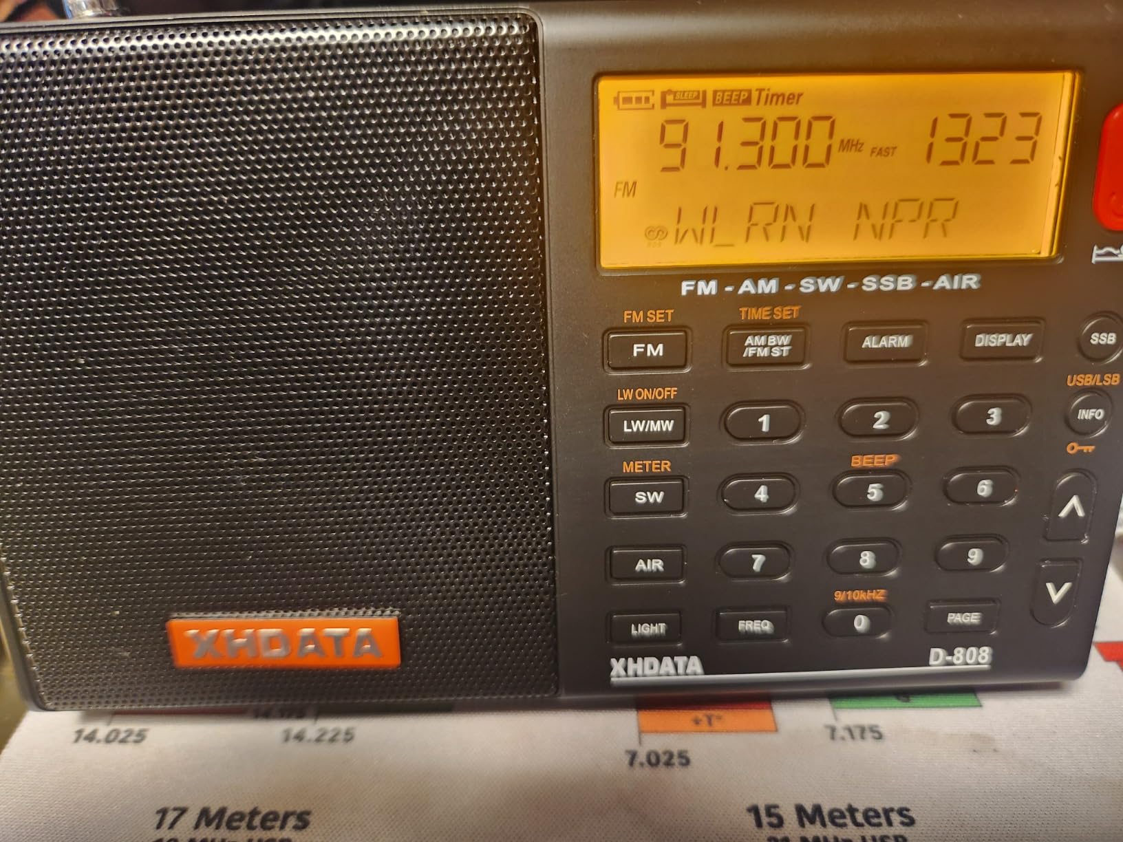 XHDATA D808 Portable AM FM SW LW Air Band Shortwave Radio SSB RDS Multi Band Digital Radio Speaker with LCD Display Alarm Clock External Antenna (Black) customer photo 2