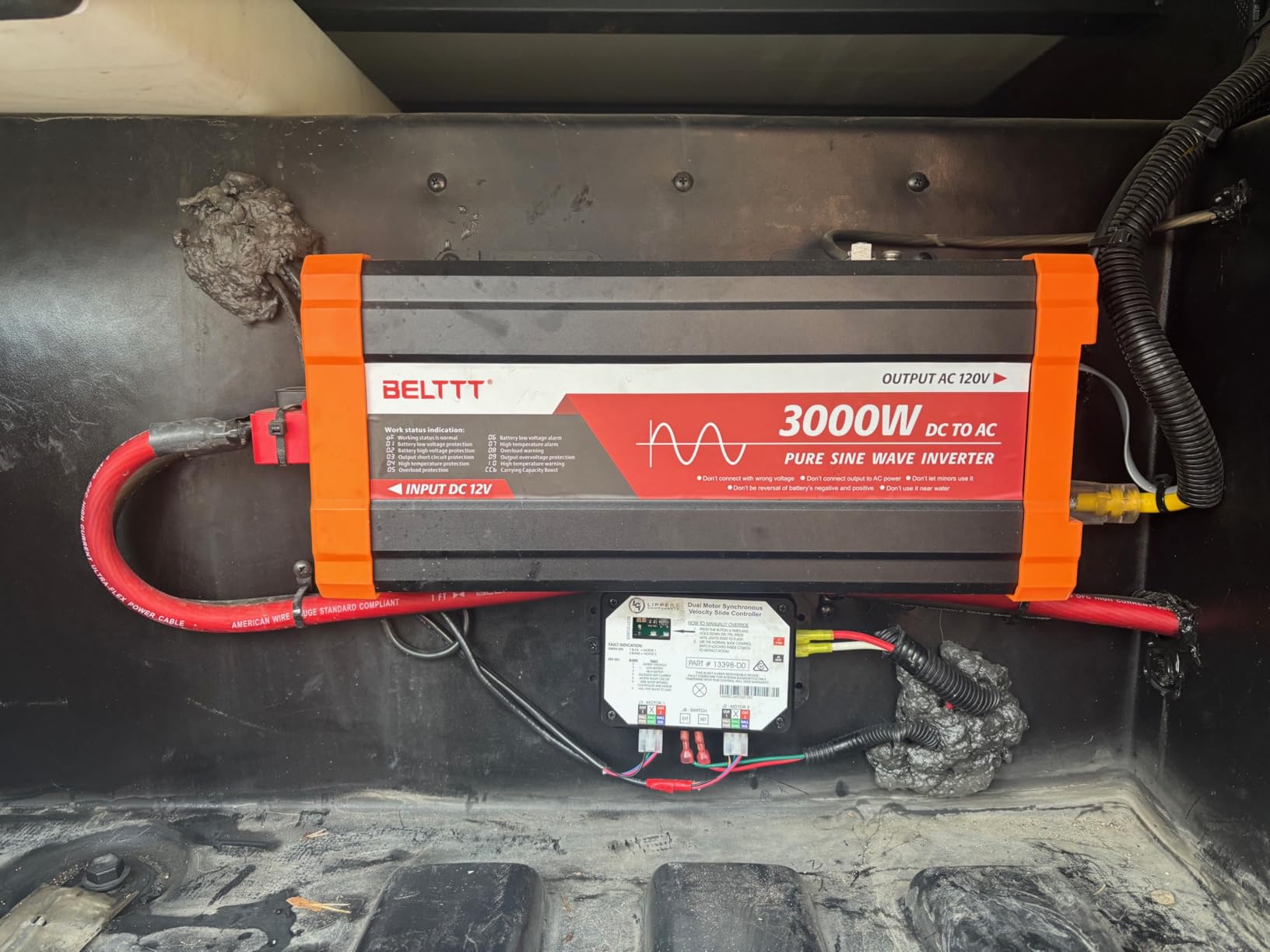 BELTTT 3000W Pure Sine Wave Inverter 12V DC to 120V AC for Solar, Off-Grid, RV, Truck, Home, Power Inverter with Dual AC, 20A Socket, 5V 2.1A USB, Hardwire Port, Remote Controller 23Ft Cable customer photo 2