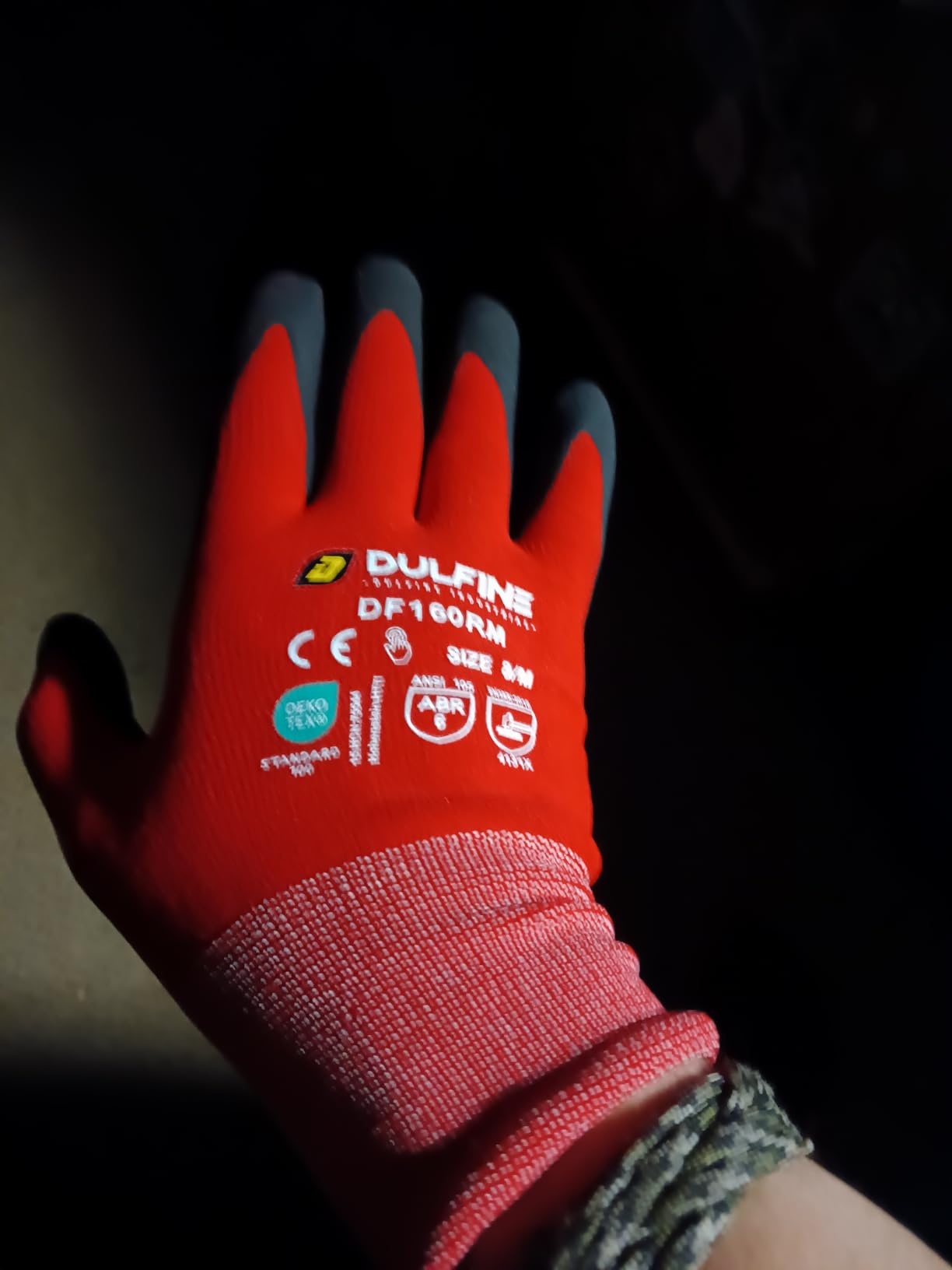 DULFINE Safety Work Gloves for Men & Women, MicroFoam Nitrile Coated Nylon Black Grip for General Purpose, 3/6/12/36 Pairs customer photo 2