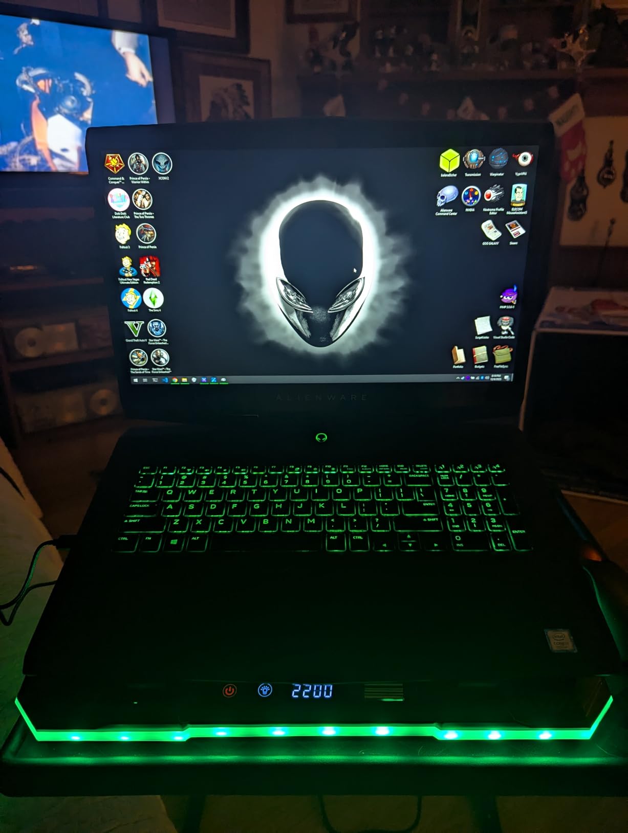 ChillCore Laptop Cooling Pad, RGB Lights Laptop Cooler 9 Fans for 15.6-19.3 Inch Laptops, Gaming Laptop Fan Cooling Pad with 8 Height Stands, 2 USB Ports - A21 Blue customer photo 2