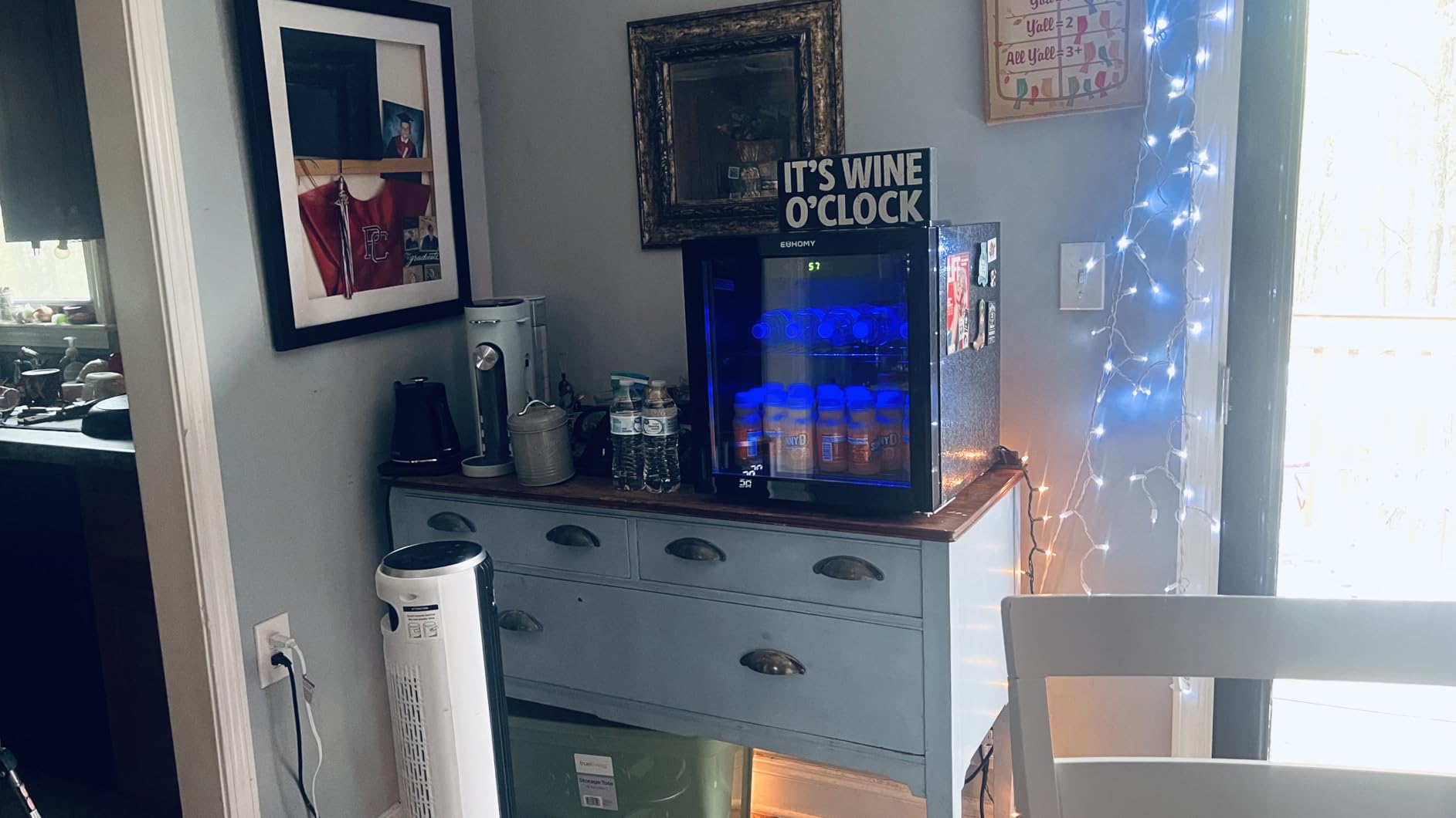 EUHOMY 18L Beverage Refrigerator Cooler, 24 Cans Mini Fridge with Quiet Compressor, Countertop Small Fridge with 40°F-61°F Digital Temperature Control, LED Light for Home, Bar, Office customer photo 1