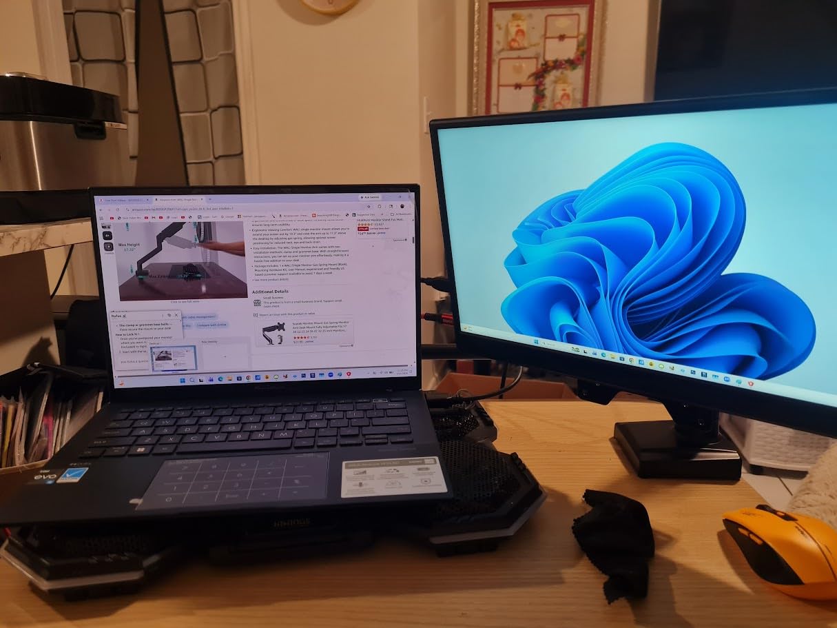 WALI Dual Monitor Stand for 13-32 inch Computer Screens, Dual Monitor Arms for 2 Monitors Holds up to 22 lbs, Height Adjustable Dual Monitors Mount, VESA 75x75/100x100mm (GSMP002N), Black customer photo 1