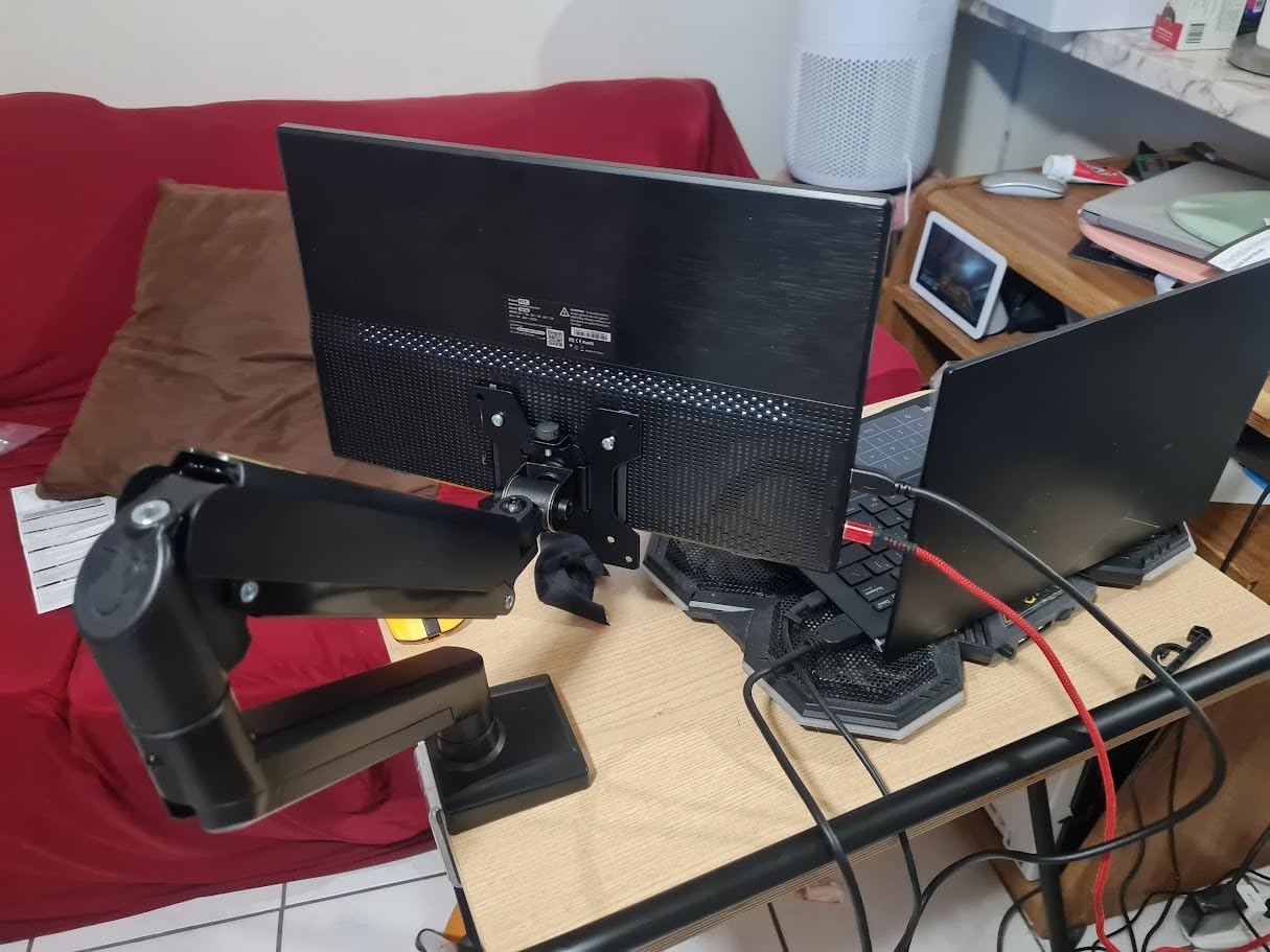 WALI Dual Monitor Stand for 13-32 inch Computer Screens, Dual Monitor Arms for 2 Monitors Holds up to 22 lbs, Height Adjustable Dual Monitors Mount, VESA 75x75/100x100mm (GSMP002N), Black customer photo 2