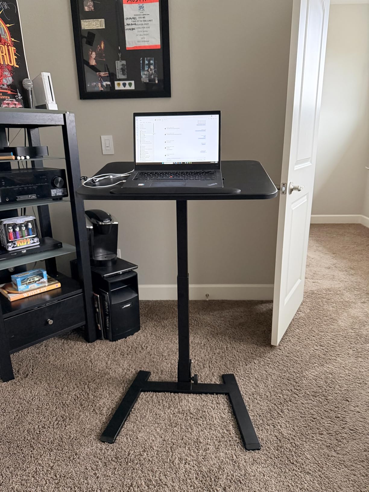 alawooder 25 Inch Mobile Folding Desk - No Assembly, Pneumatic Sit-Stand, 29-42