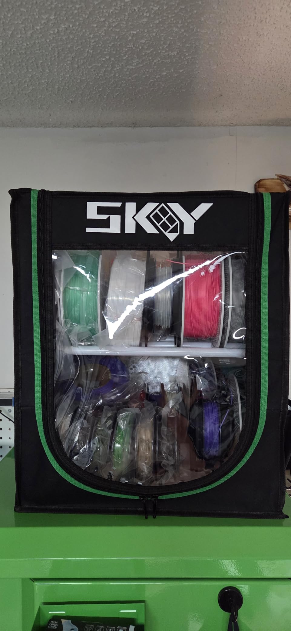 Skouphy 3D Printer Filament Storage Box - 2 Tiers Metal Filament Storage Rack with Cloth Cover, 3D Filament Holder for Home, Office Workshop, Studio 20 Rolls - Black customer photo 1