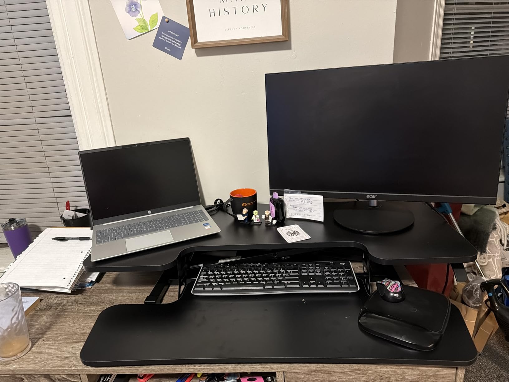 FLEXISPOT 36-inch Standing Desk Converter Height Adjustable Sit to Stand Up Workstation, Dual Monitor and Laptop Riser with Wide Keyboard Tray, Black customer photo 1