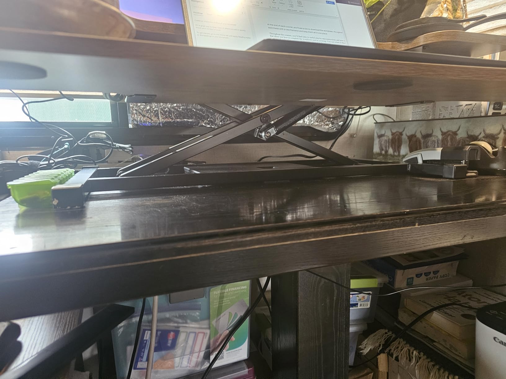 FLEXISPOT 36-inch Standing Desk Converter Height Adjustable Sit to Stand Up Workstation, Dual Monitor and Laptop Riser with Wide Keyboard Tray, Black customer photo 2