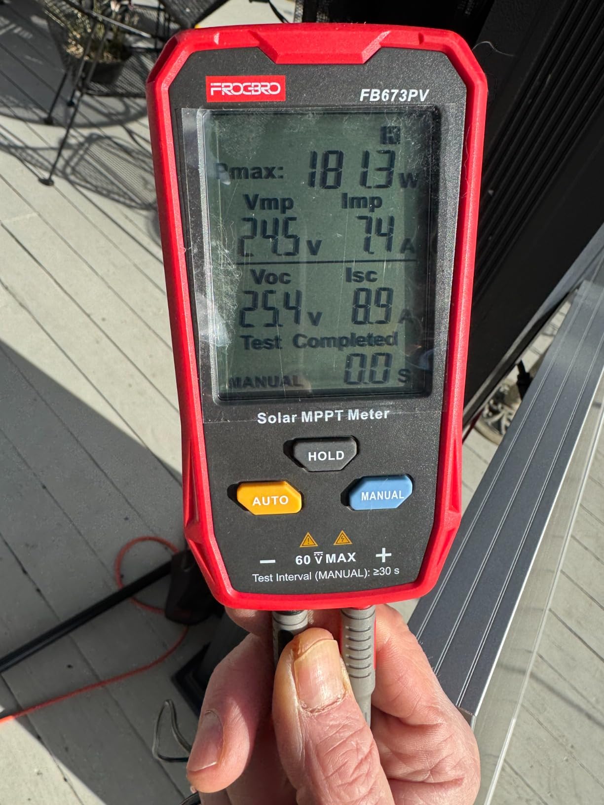 FrogBro 1800W Solar Panel Tester Photovoltaic Multimeter, Troubleshooting Tool with Smart MPPT Display, Upgraded Measuring Range (5~1800W, 20~120V, 0~60A) for Solar PV Panel Testing and Data Analysis customer photo 2