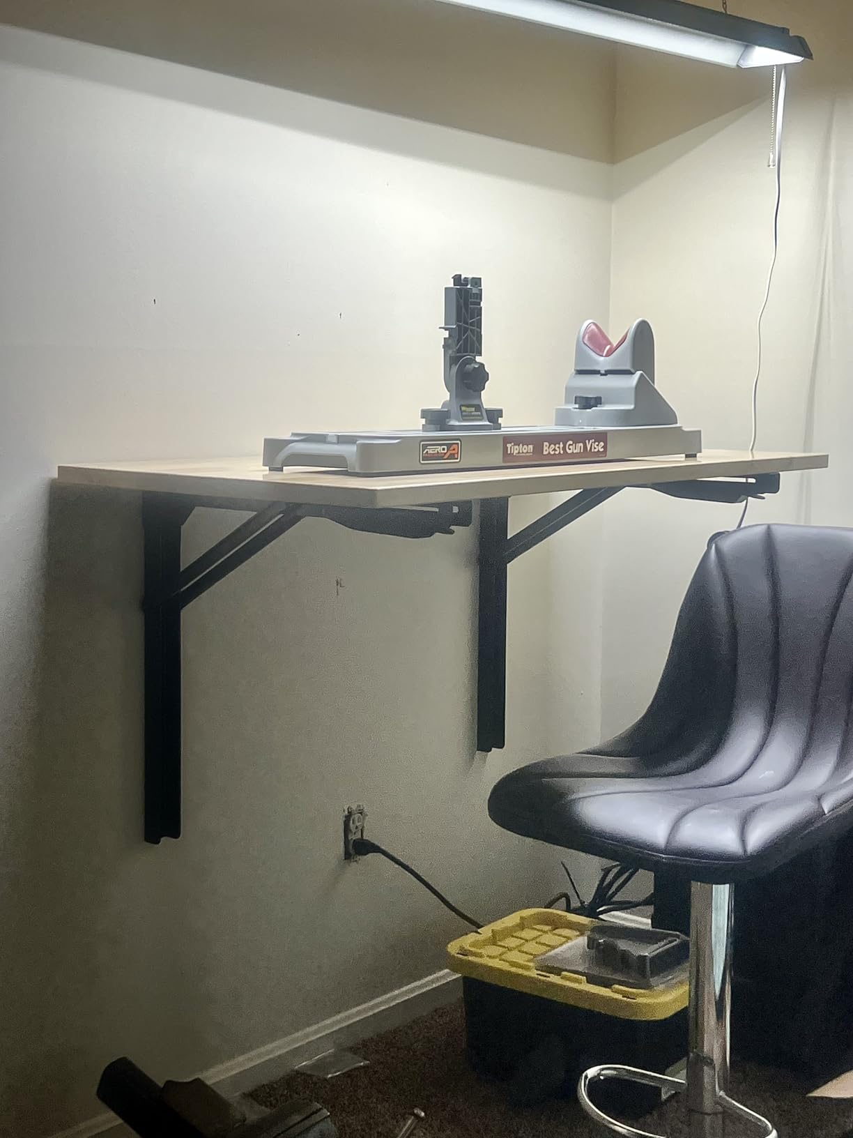 WALMANN Space Saving Wall Mounted Folding Workbench, Heavy Duty Folding Wall Table/Desk for Garage, Workshop, Holds Up to 550 lbs (Tabletop Size: 47.25 x 22.75inch) customer photo 1