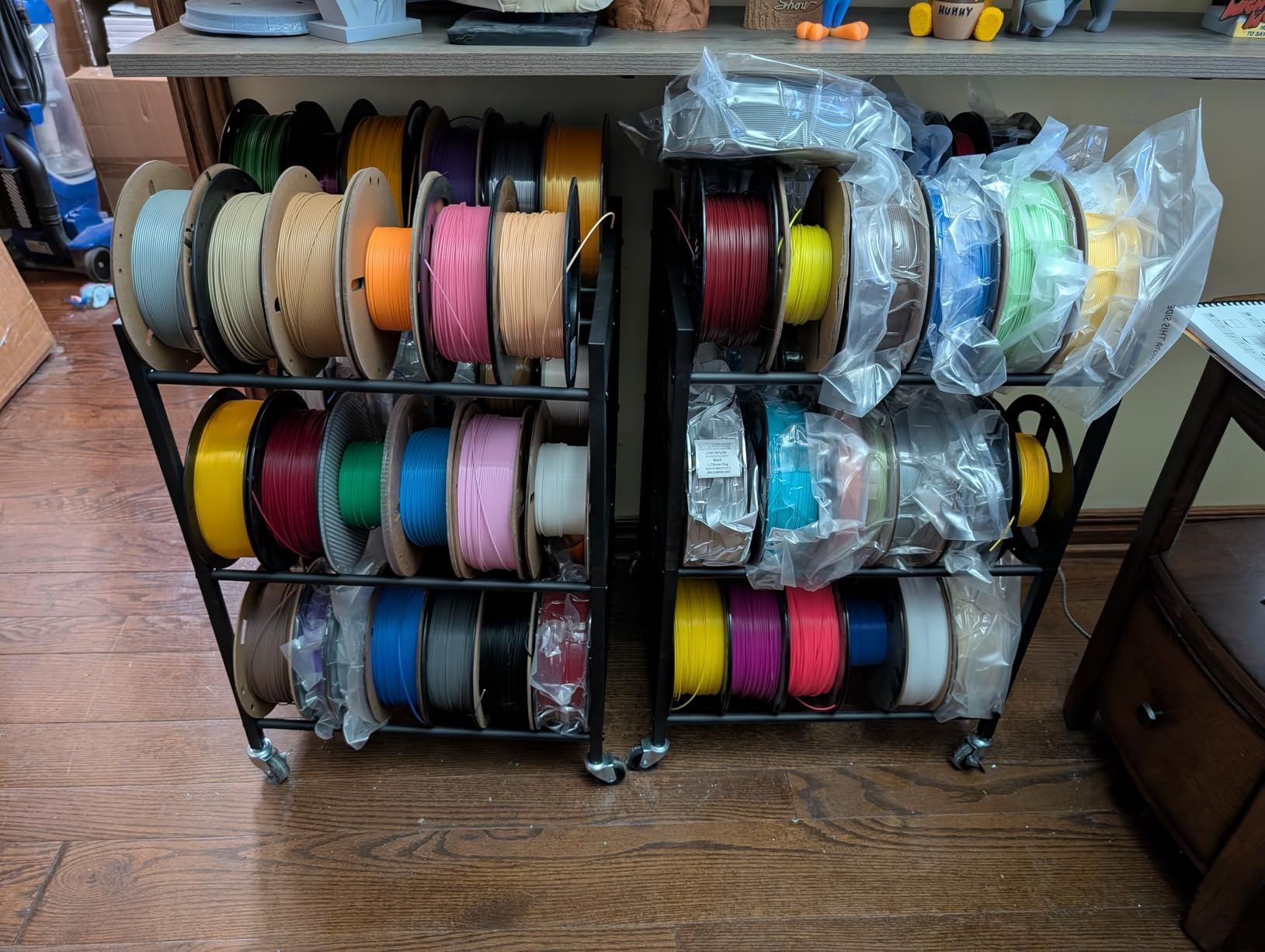 3D Printer Filament Storage Rack,Rolling Filament Spool Holders with Wheels,3-Tier Heavy Duty 3D Filament Storage Rack for PLA/ABS/TPU/Nylon,Filaments Organzied for Home,Office Workshop,Studio customer photo 1