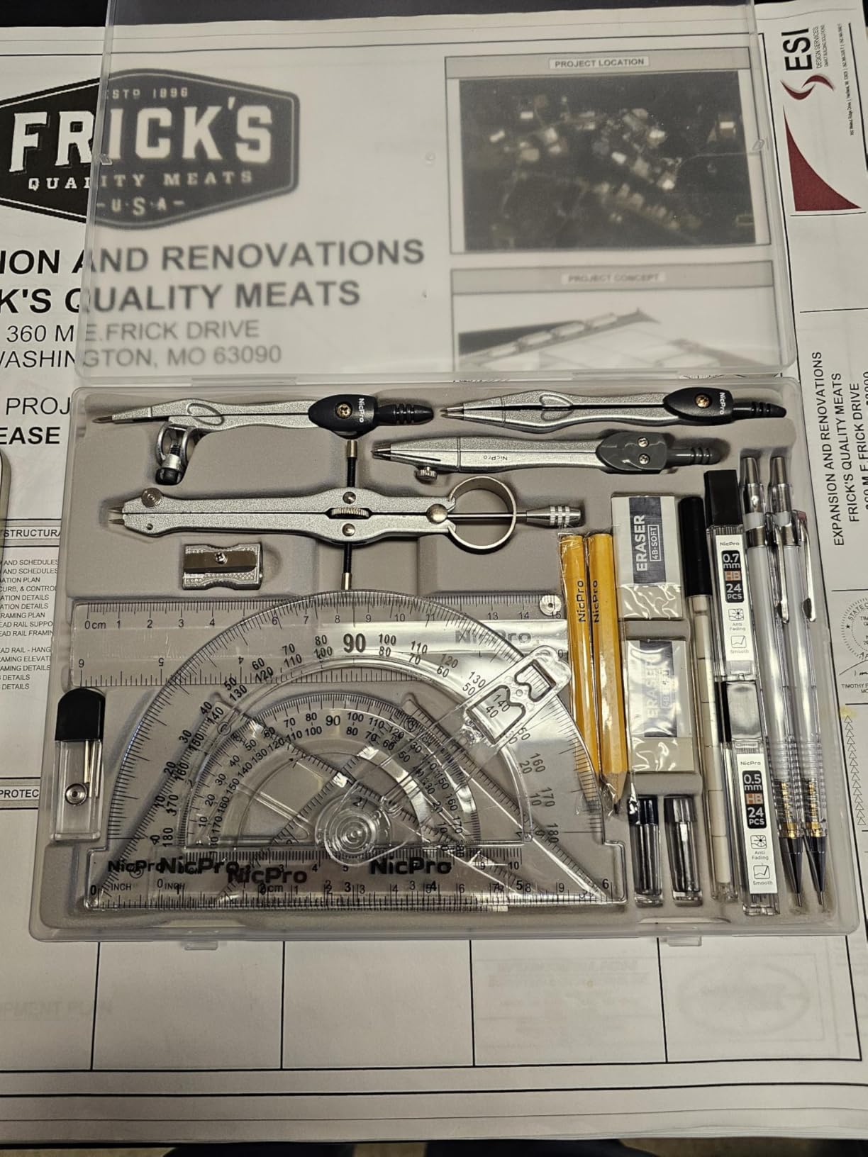 Nicpro 22 PCS Compass Geometry Tools with Case, Drafting Tools Geometry Set with Swing Arm Protractor, Rulers, Metal Compass customer photo 1